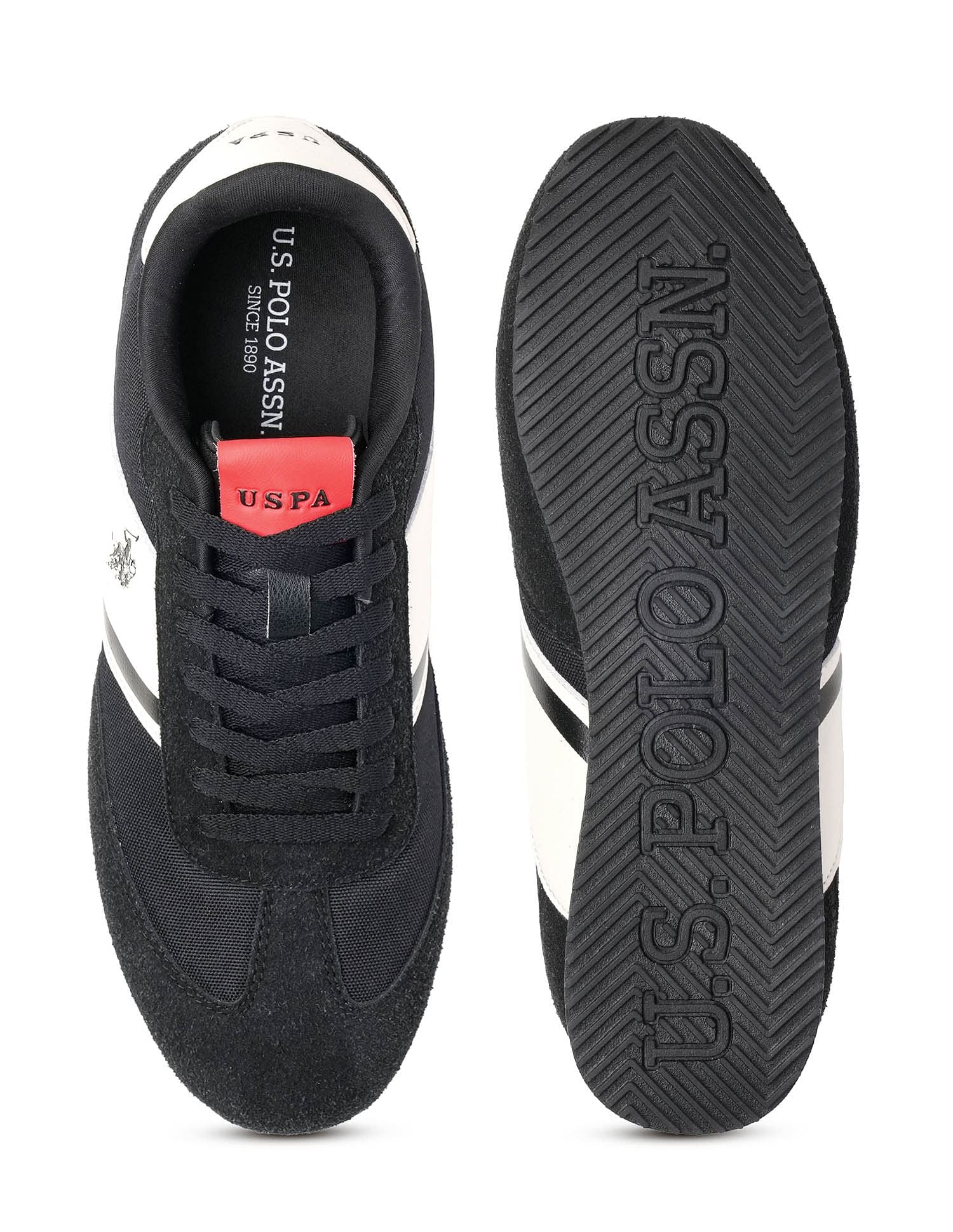 Men Vadler Suede Colourblocked Sneakers Black - U.S. POLO ASSN. | Large