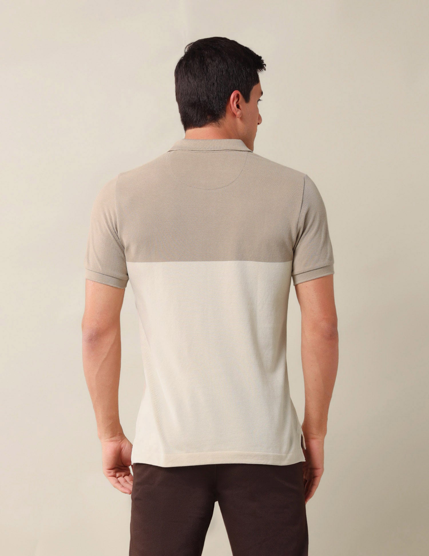 Colourblocked Slim Fit Polo Shirt Light Brown - U.S. Polo Assn. India | Large