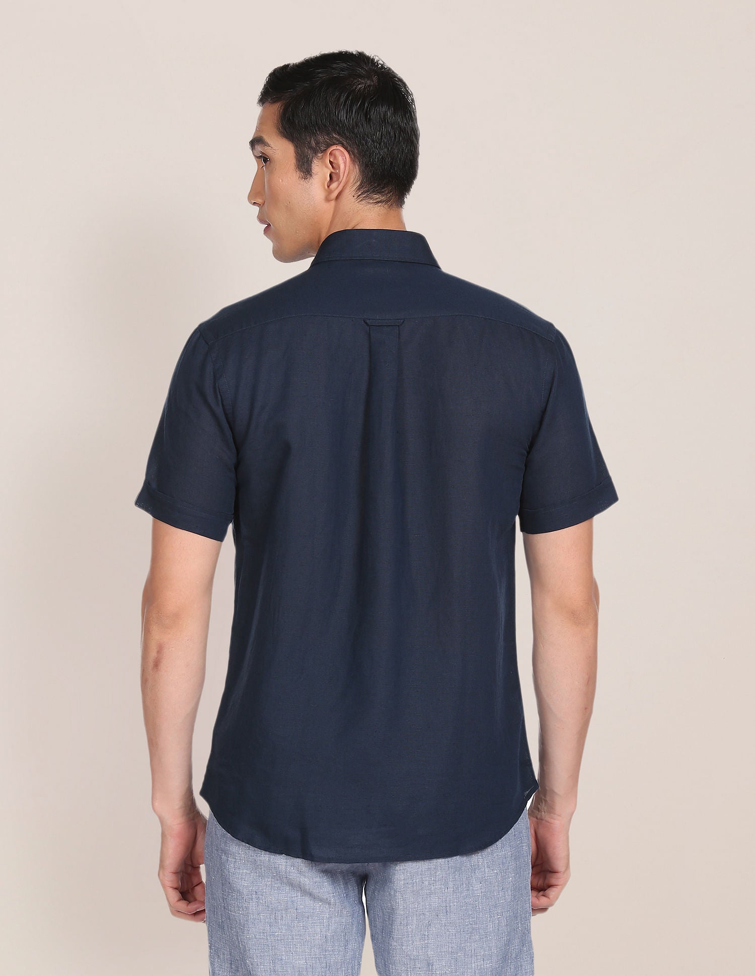 Spread Collar Solid Casual Shirt Navy - U.S. POLO ASSN. | Large