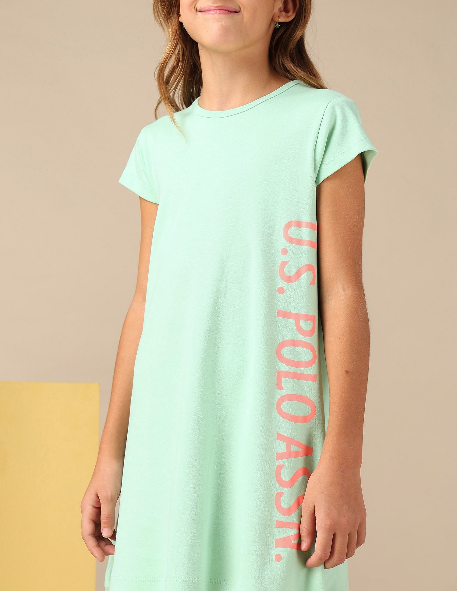 Girls Brand Printed A Line Dress Mint - U.S. POLO ASSN. | Large