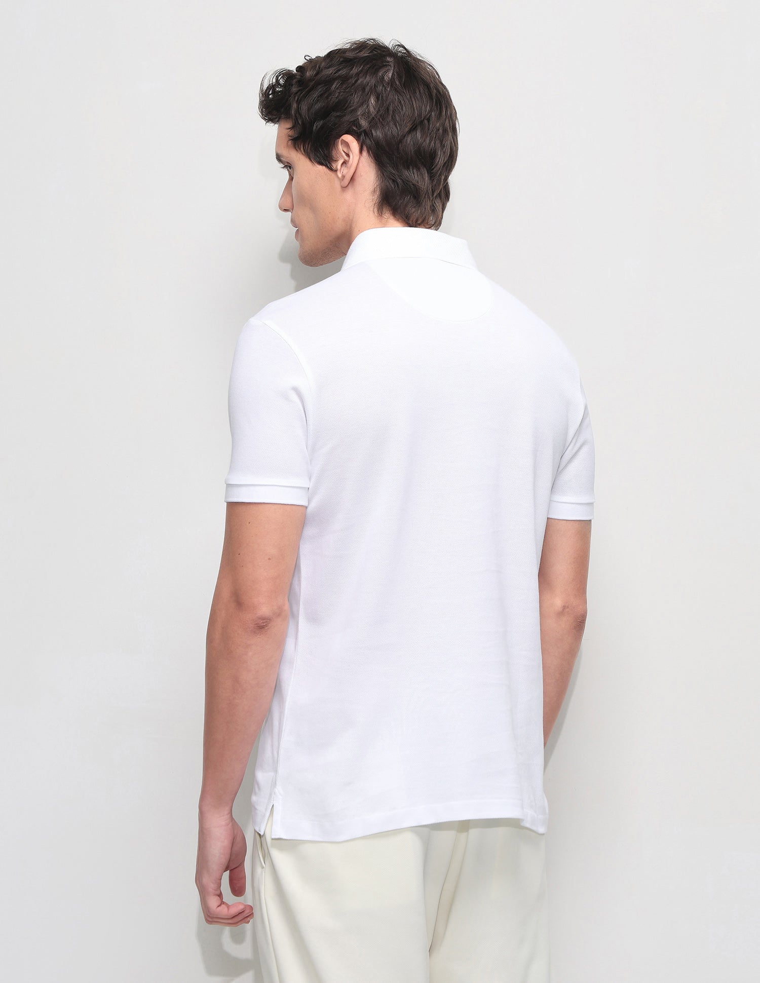 Solid Slim Fit Polo Shirt Off White - U.S. Polo Assn. India | Large