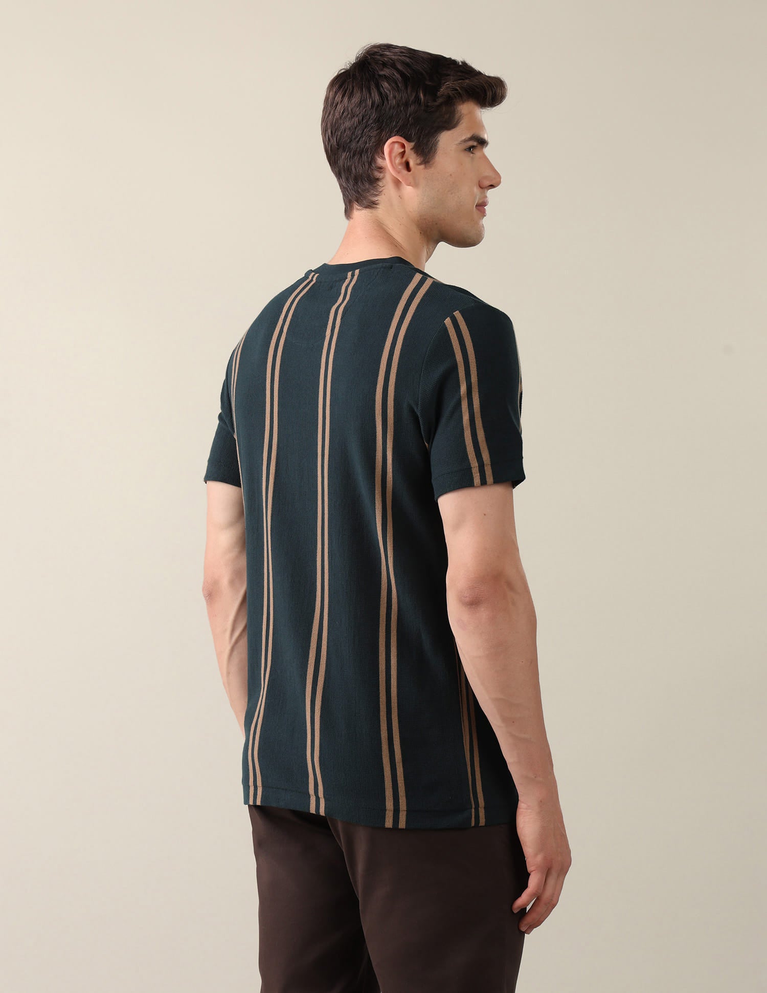 Vertical Striped Slim Fit T-Shirt Green - U.S. Polo Assn. India | Large