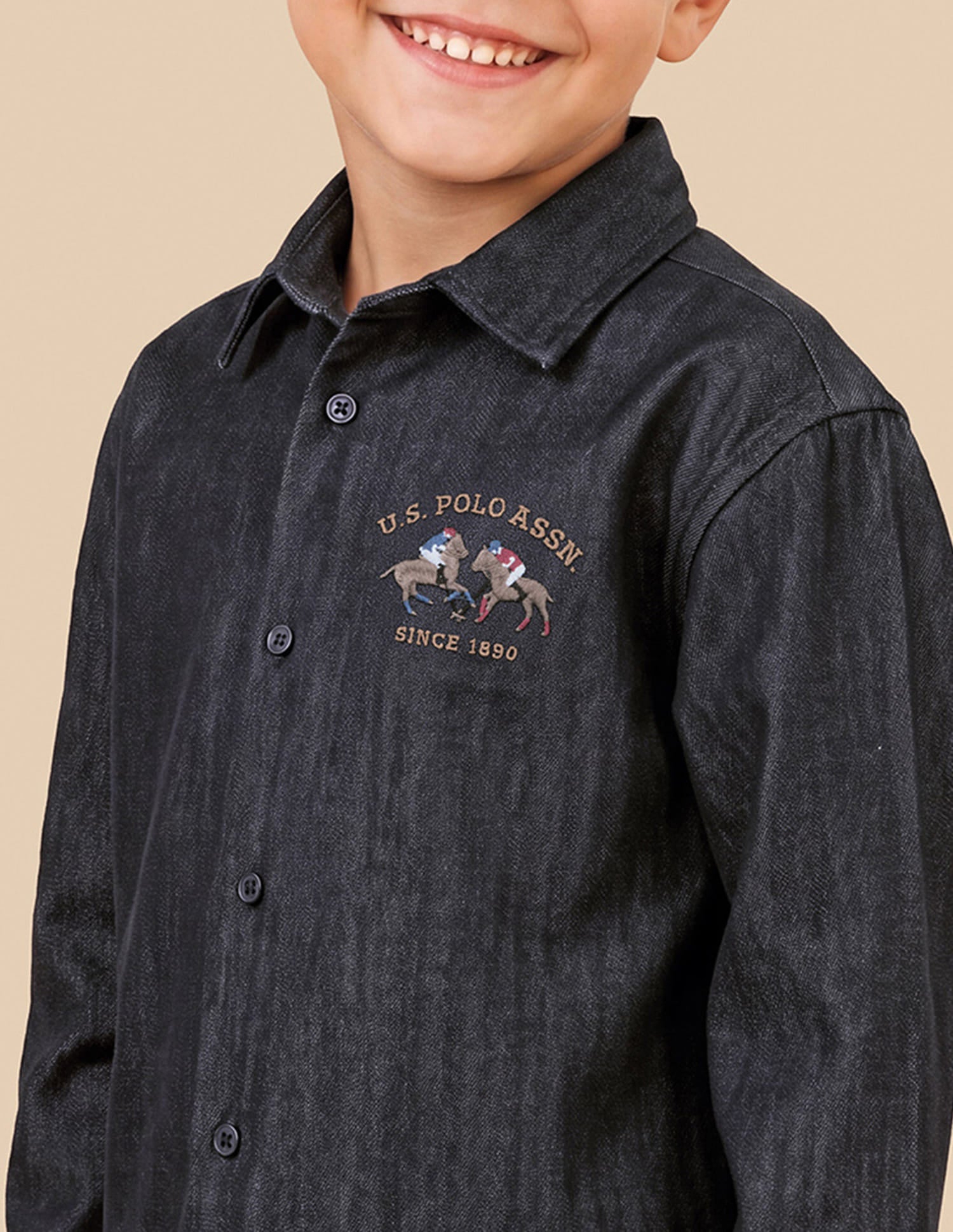Heathered Boxy Fit Shirt Blue - U.S. Polo Assn. India | Large