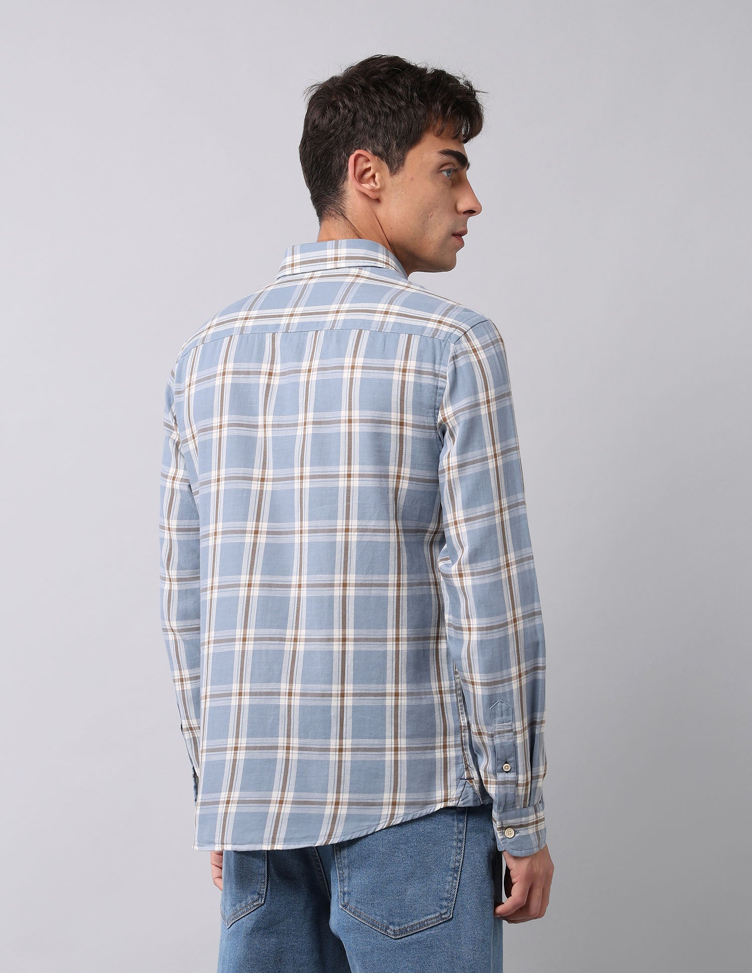 Tartan Checked Regular Fit Shirt Light Blue - U.S. Polo Assn. India | Large