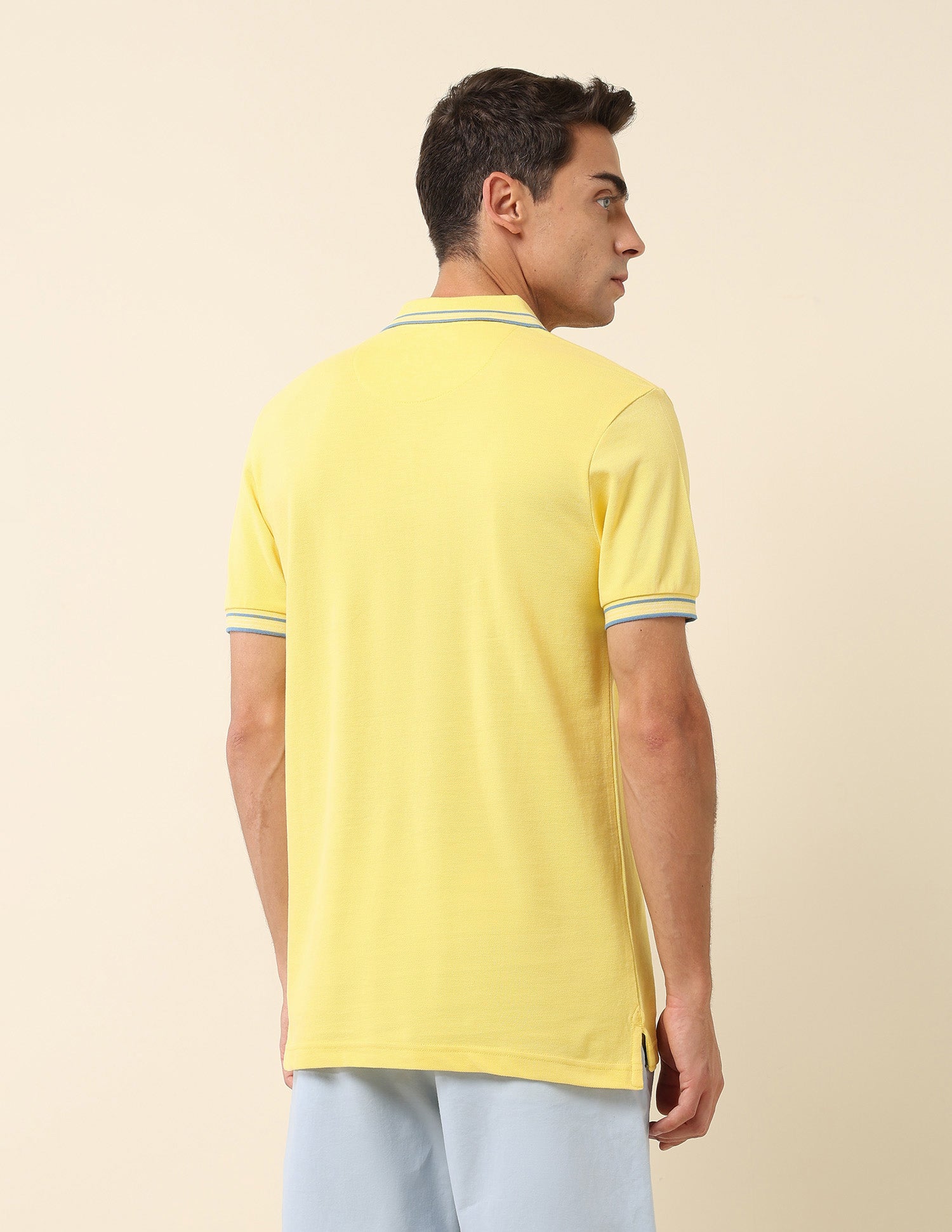 Slim Fit Solid Polo Shirt Yellow - U.S. Polo Assn. India | Large