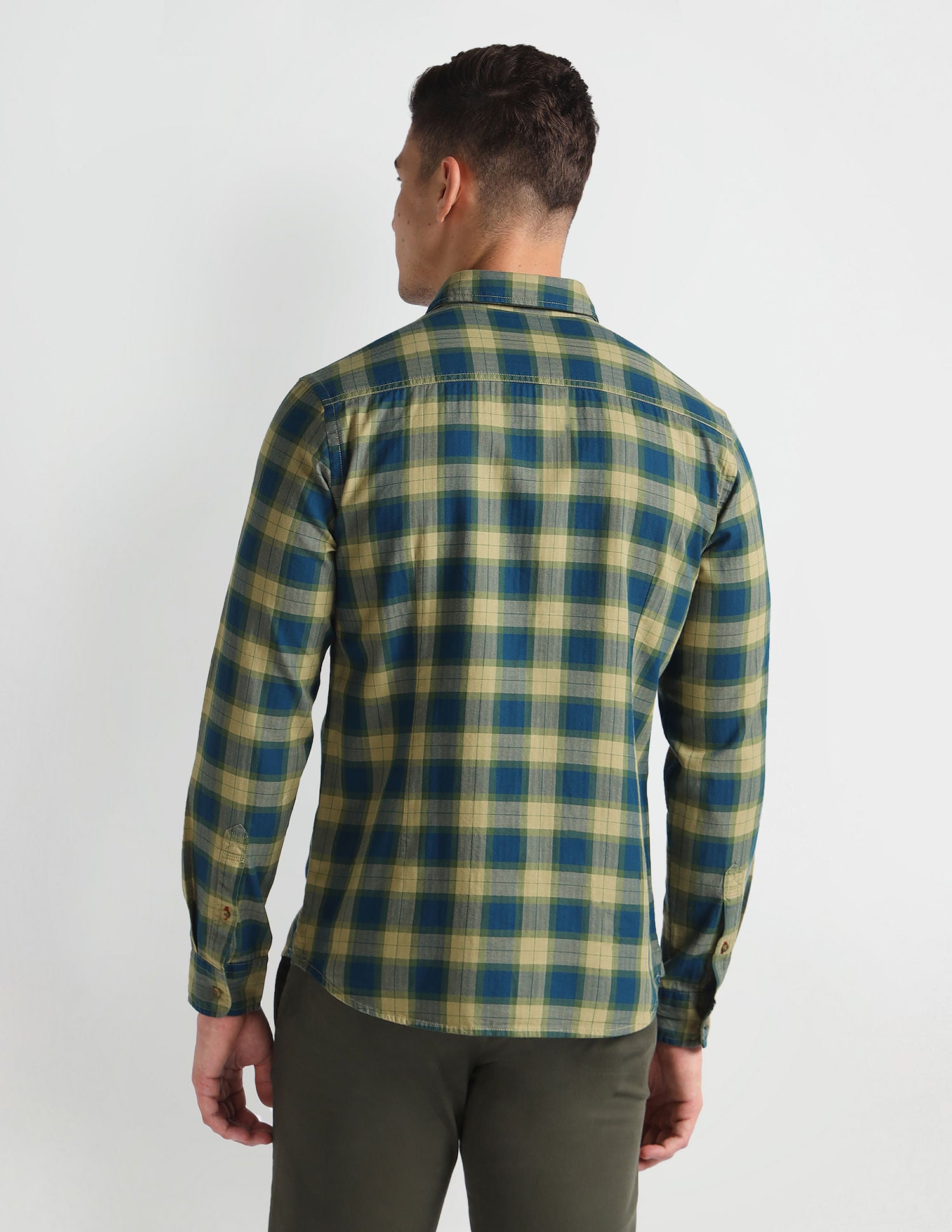 Tartan Check Herringbone Shirt Blue - U.S. Polo Assn. India | Large