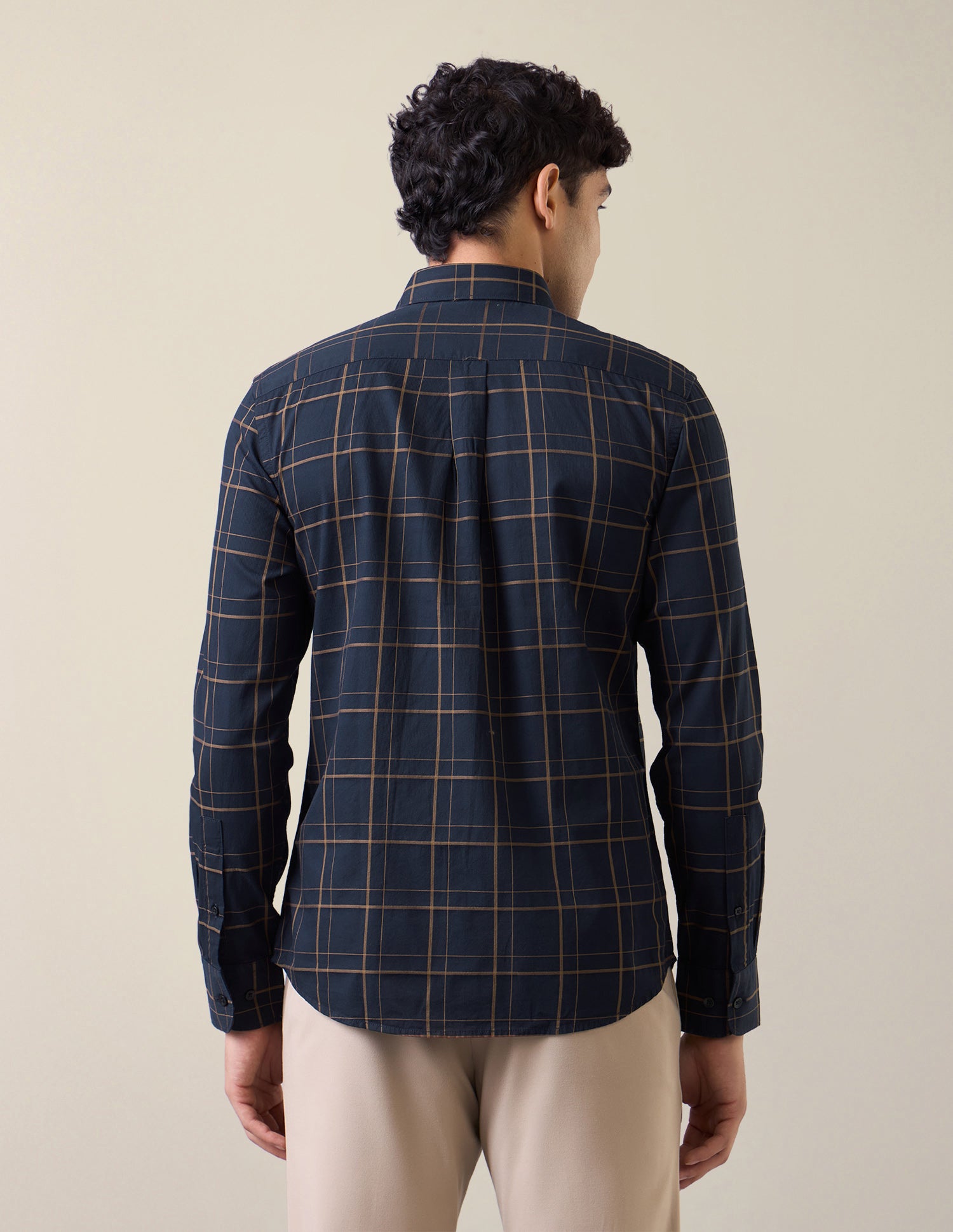 Grid Tattersall Checked Tailored Fit Shirt Navy - U.S. Polo Assn. India | Large