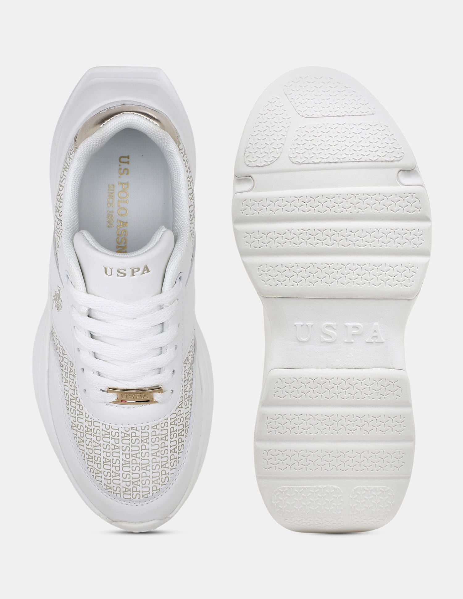 Women Thea Metallic Brand Printed Sneakers Off White - U.S. Polo Assn. India | Large