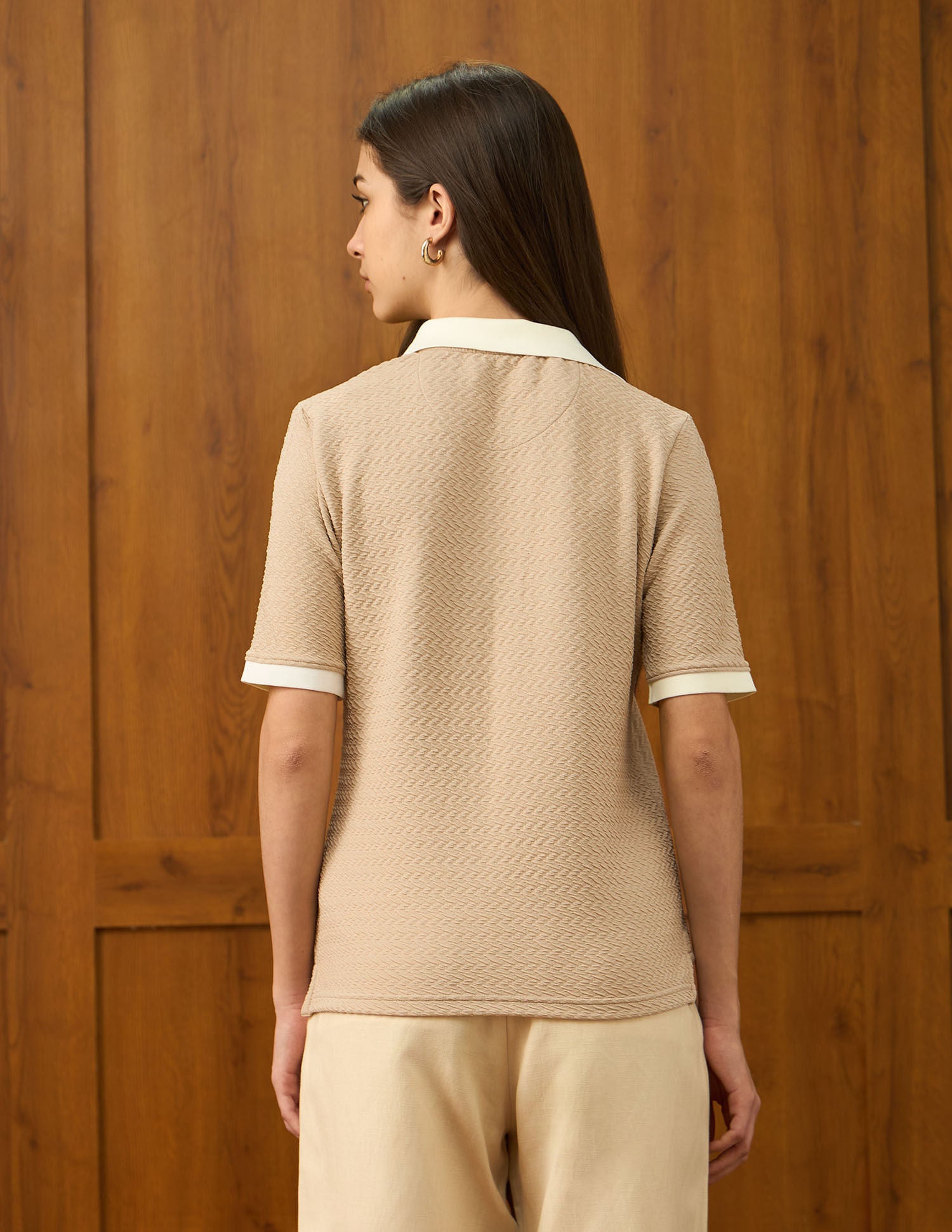 Textured Regular Fit Top Off White - U.S. POLO ASSN. | Large