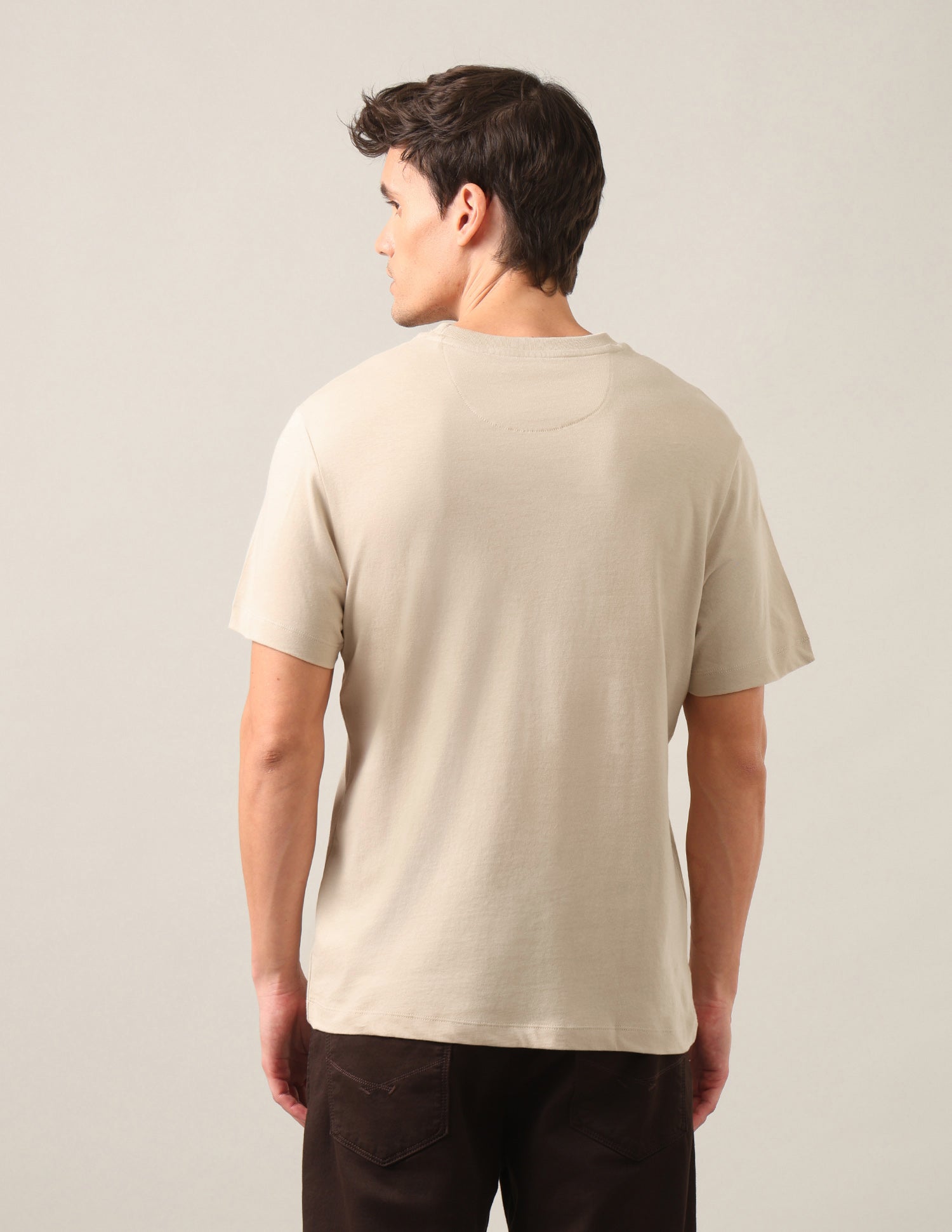 Graphic Brand Printed Regular Fit T-Shirt Beige - U.S. Polo Assn. India | Large