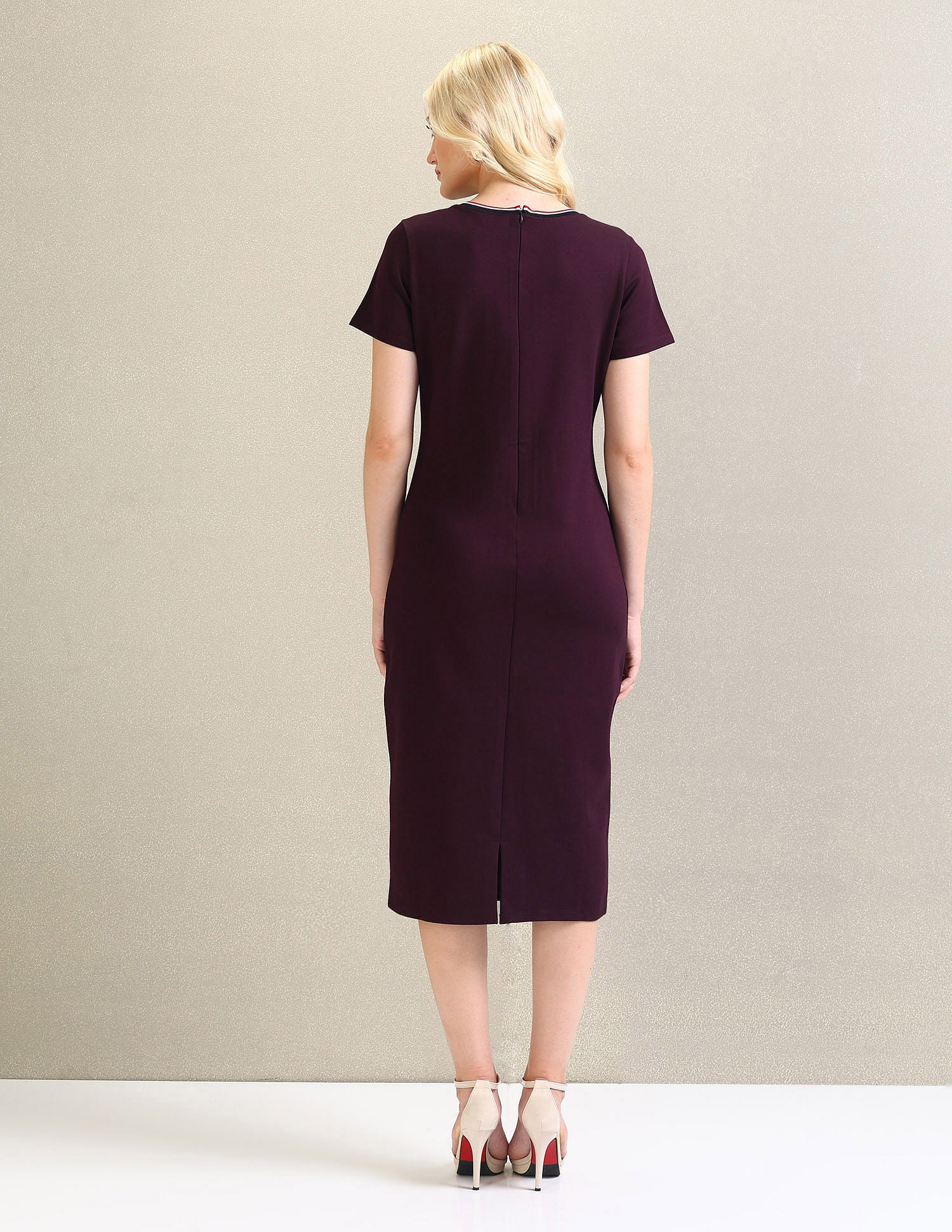 Ponte Roma Knit Sheath Dress Wine - U.S. POLO ASSN. | Large