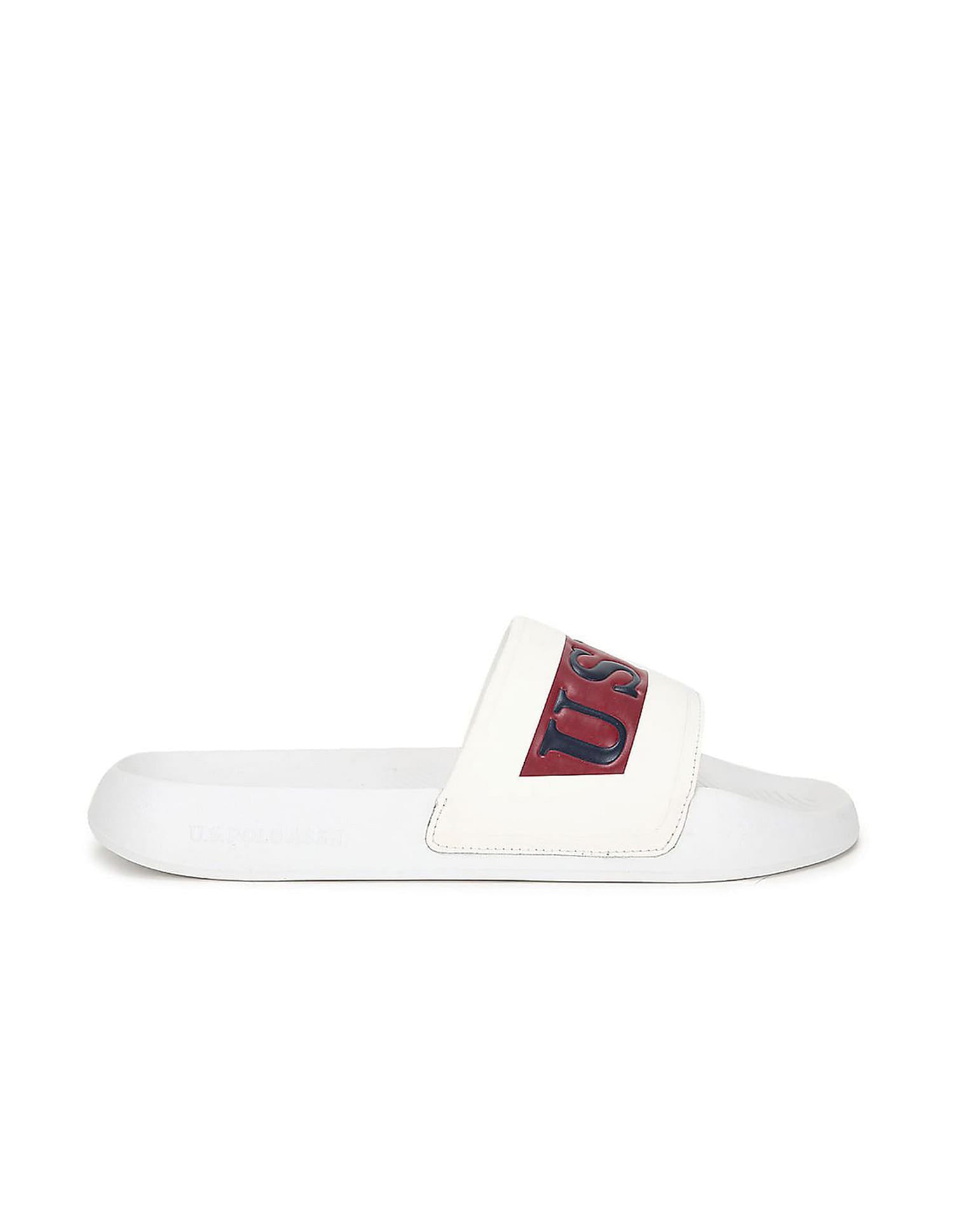 Men Brand Print Harvey 6.0 Slides White - U.S. Polo Assn. India | Large