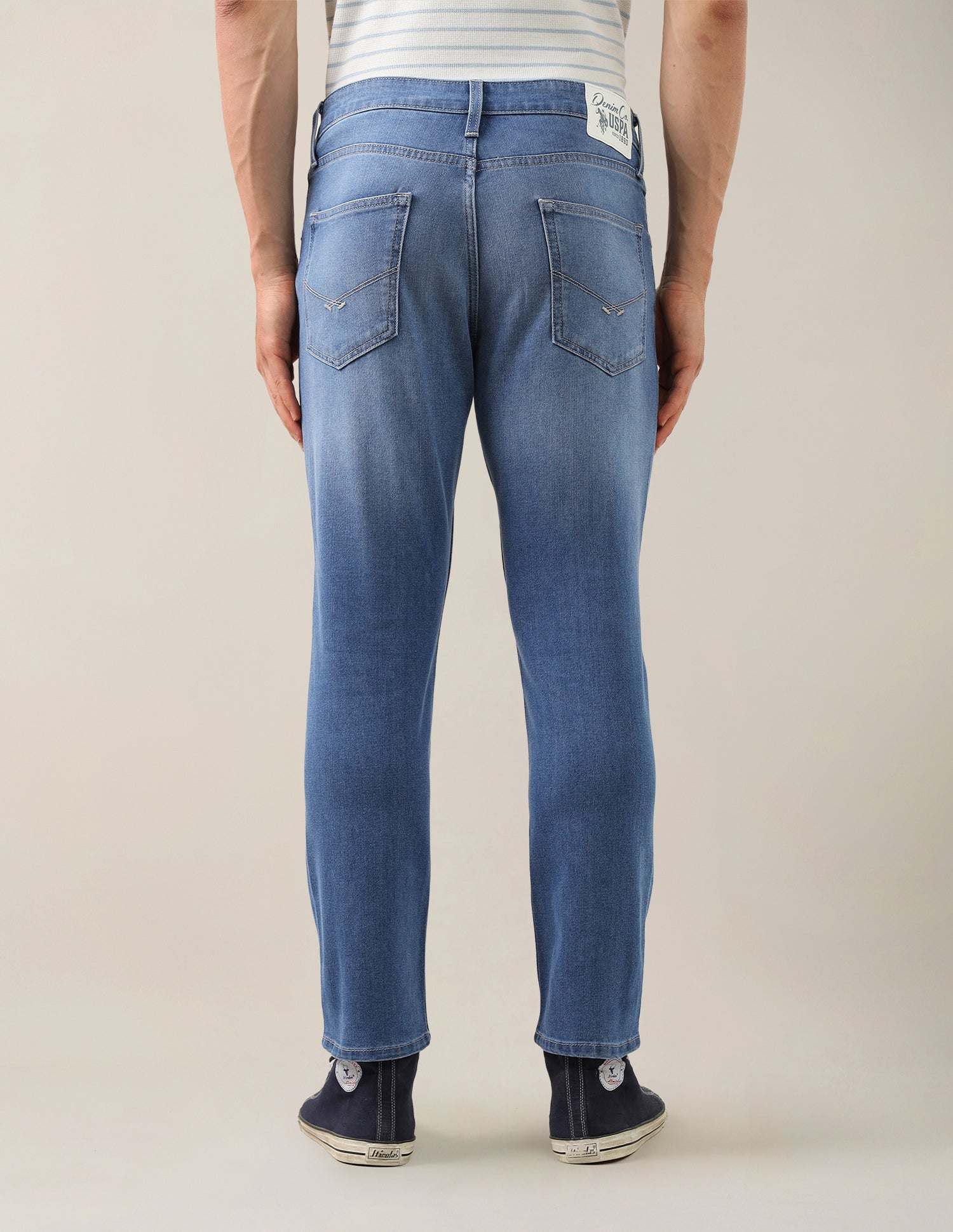 Cole Comfort Cropped Fit Blue Jeans Light Indigo - U.S. Polo Assn. India | Large