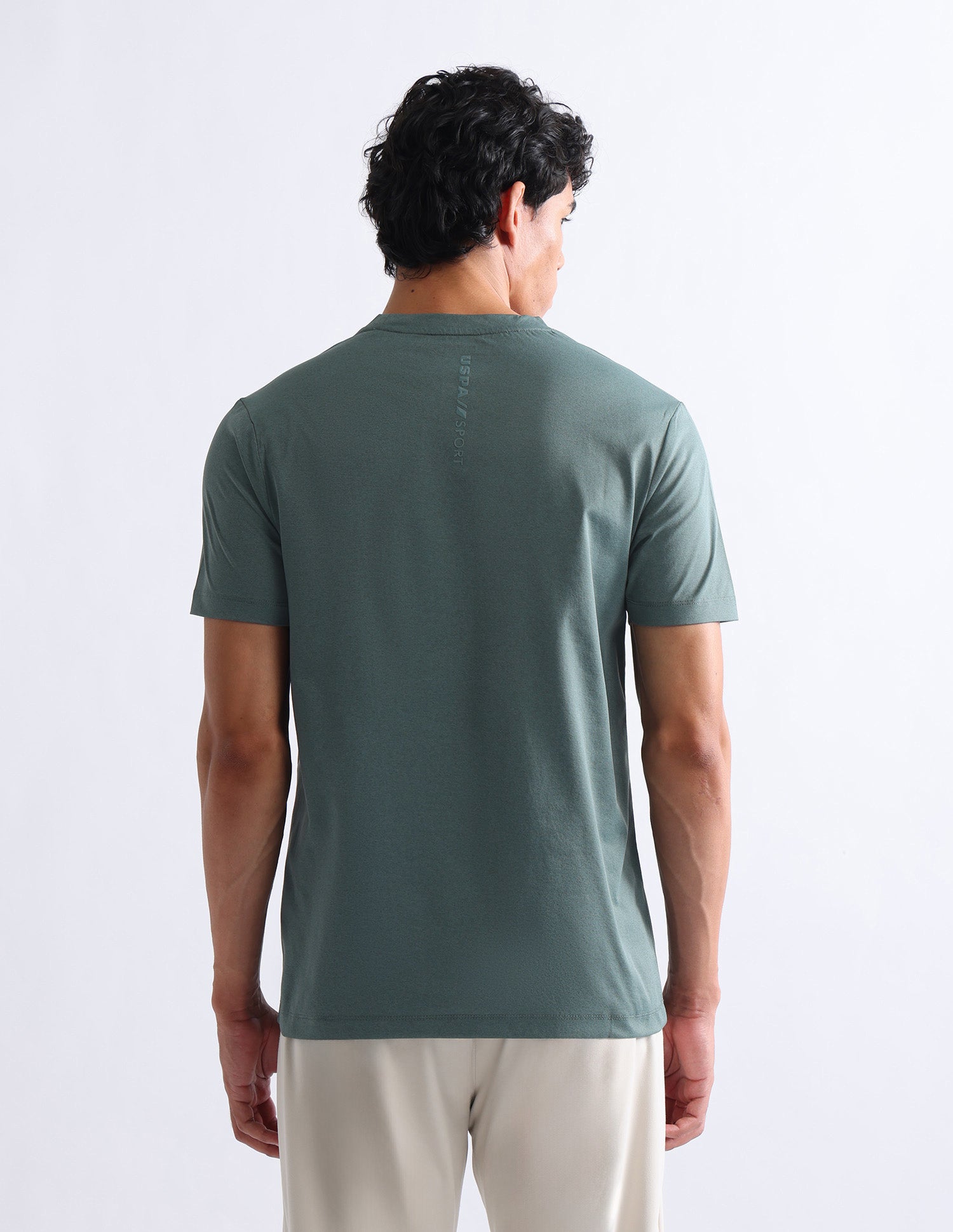 Solid Slim Fit T-Shirt Green - U.S. Polo Assn. India | Large