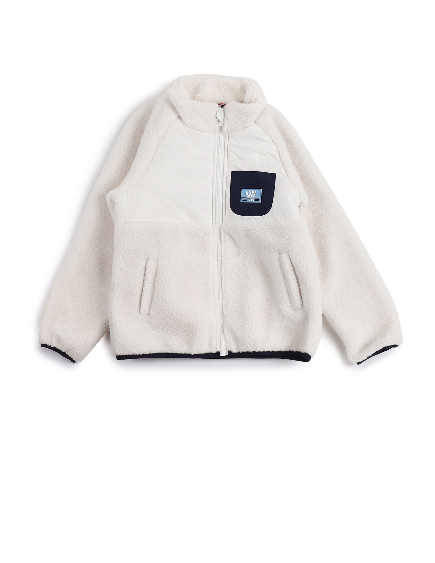 Boys Solid Mock Collar Jacket Beige - U.S. POLO ASSN. | Large