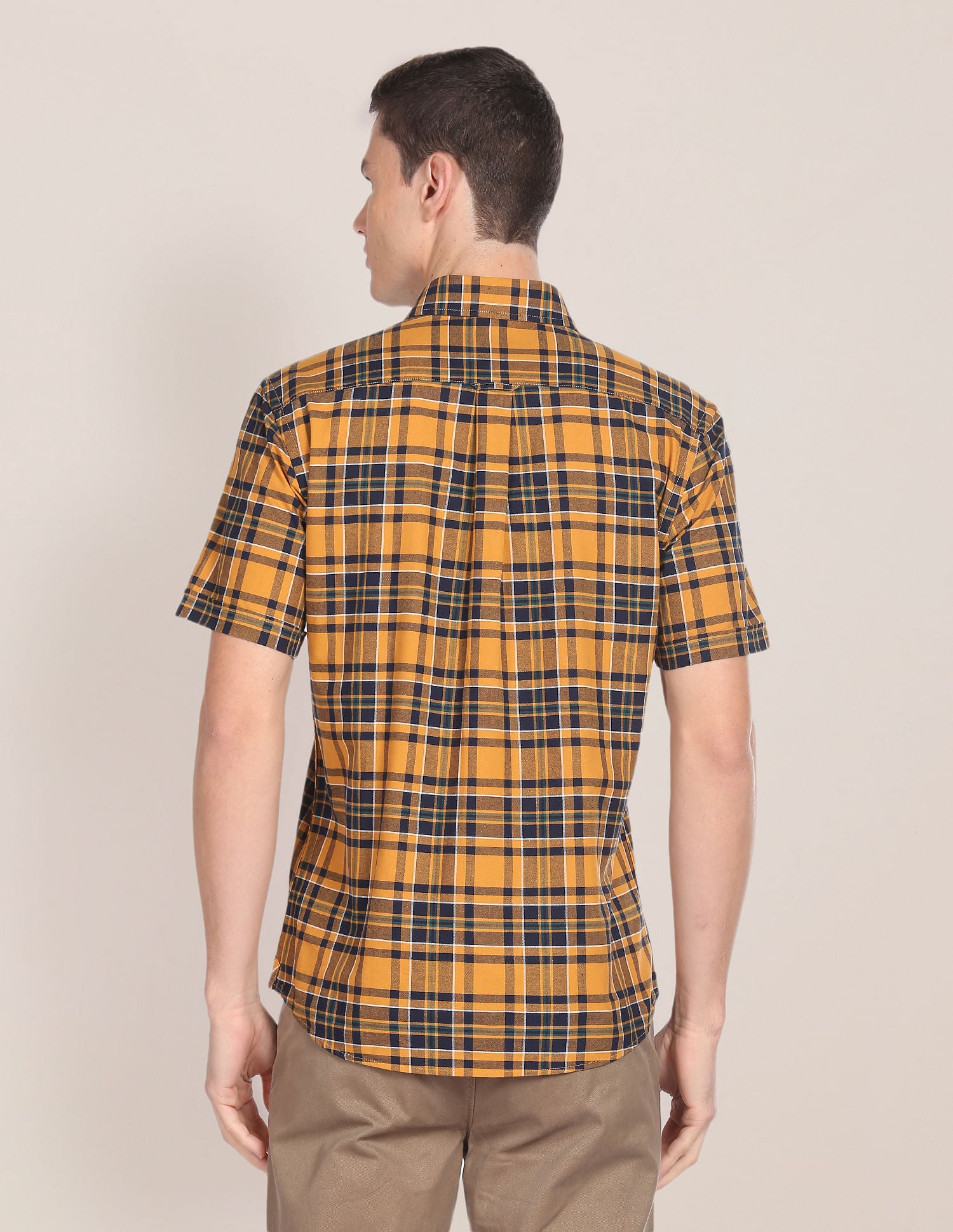 Tartan Check Short Sleeve Shirt Mustard - U.S. Polo Assn. India | Large