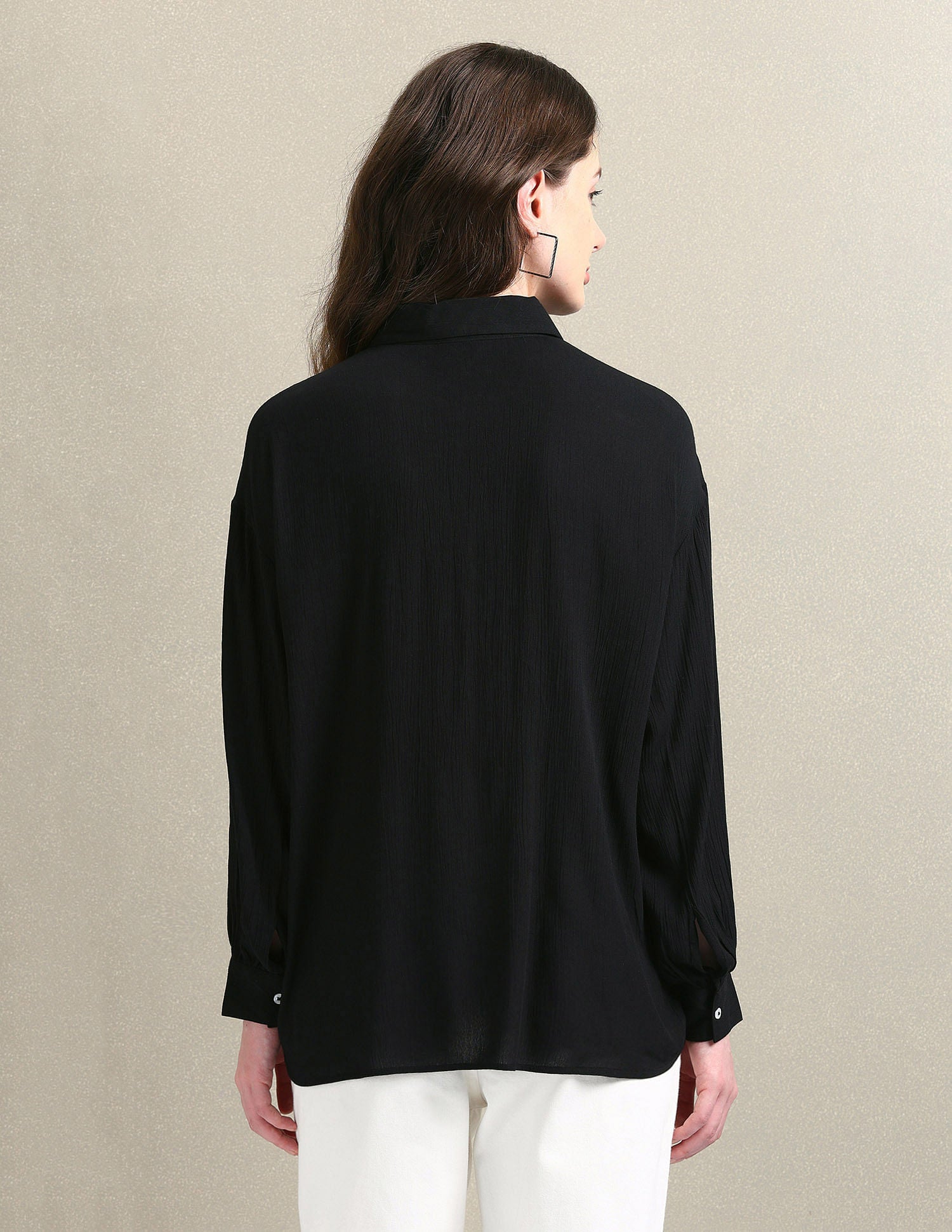 Shirt Collar Embroidered Top Black - U.S. POLO ASSN. | Large