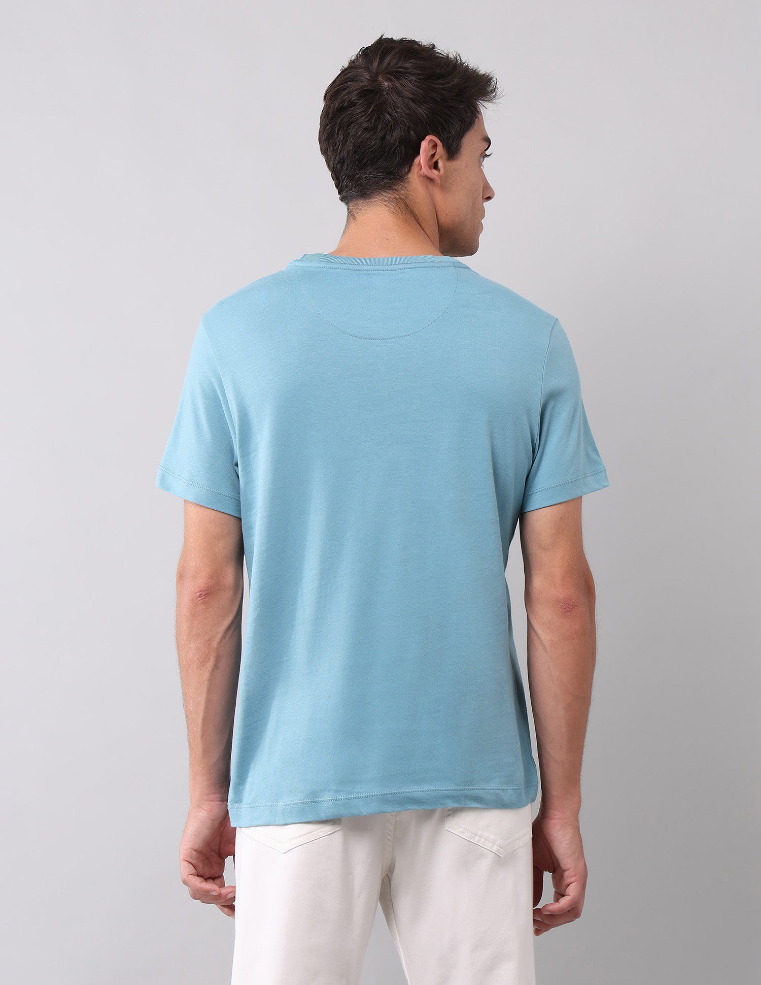 Graphic Printed Muscle Fit T-Shirt Light Blue - U.S. Polo Assn. India | Large