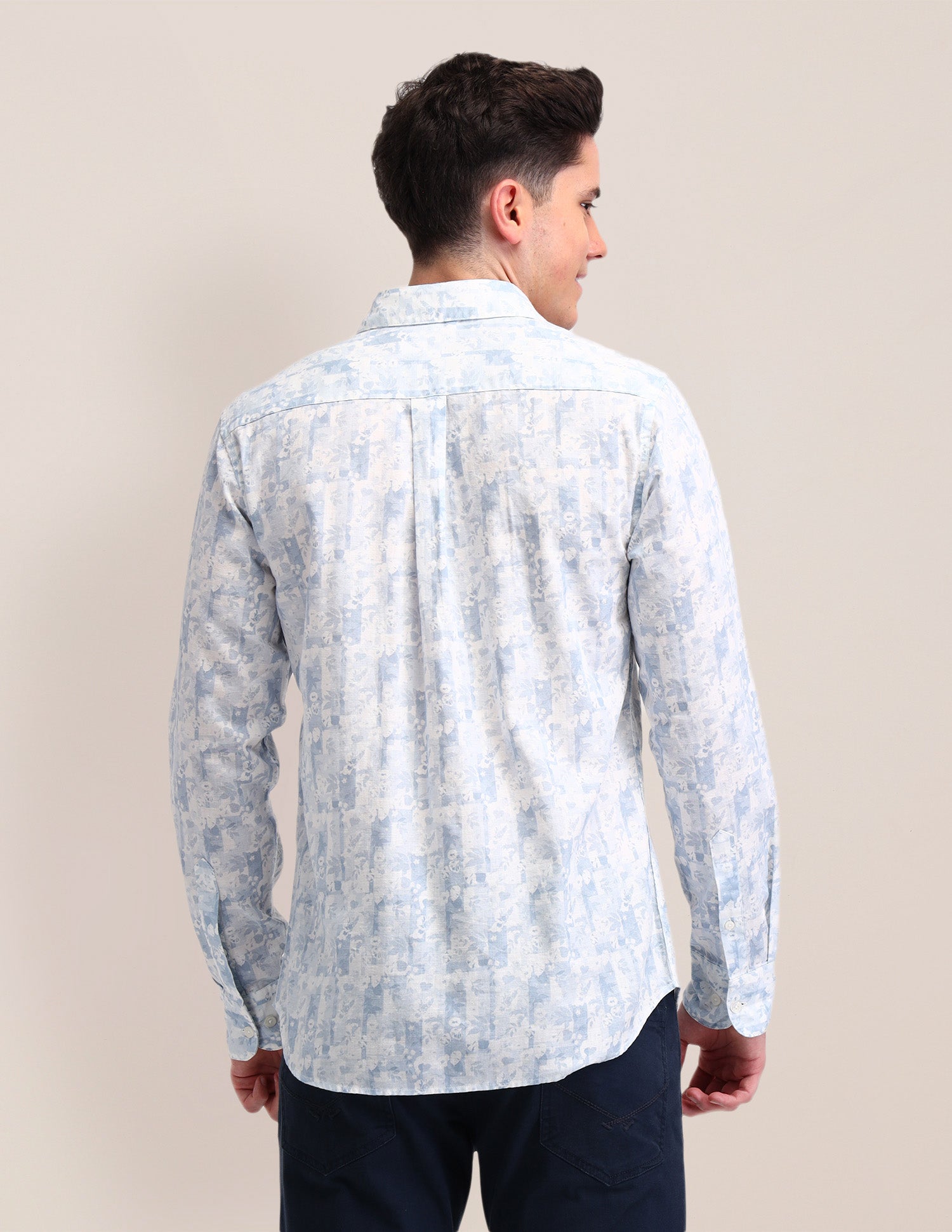 All-Over Printed Tailored Fit Shirt Blue - U.S. Polo Assn. India | Large