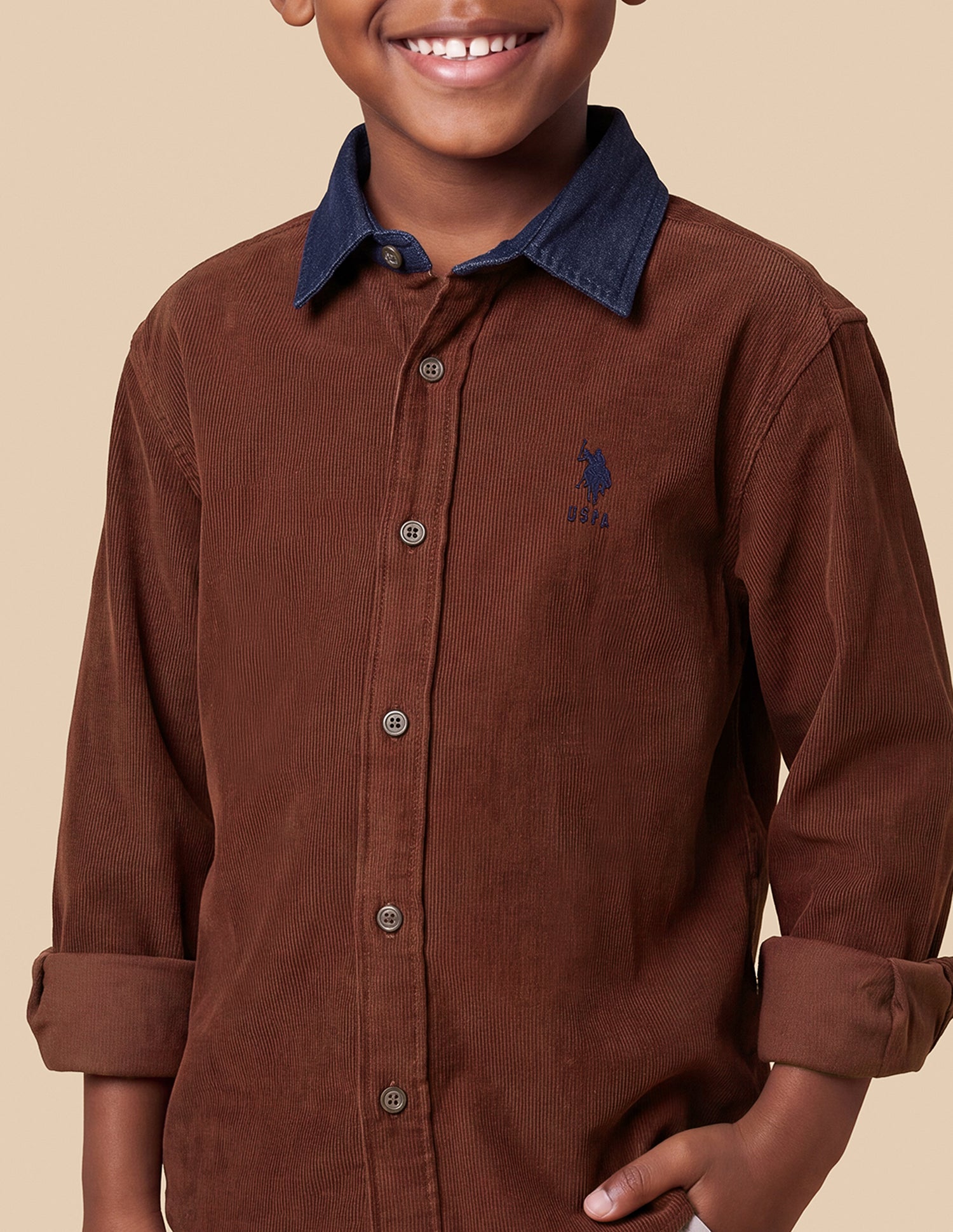 Corduroy Regular Fit Shirt Maroon - U.S. Polo Assn. India | Large