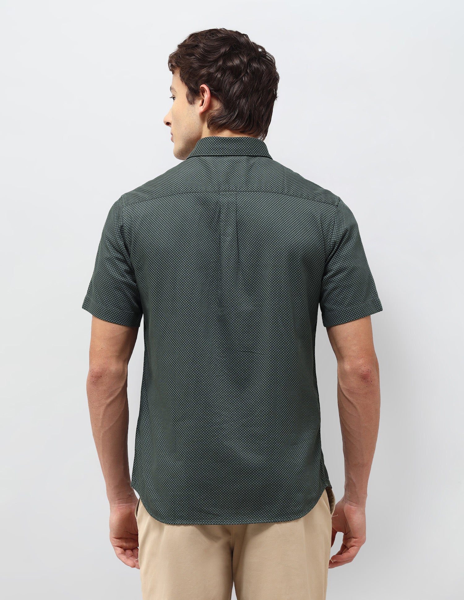 Regular Fit Self Design Geometric Shirt Olive - U.S. Polo Assn. India | Large