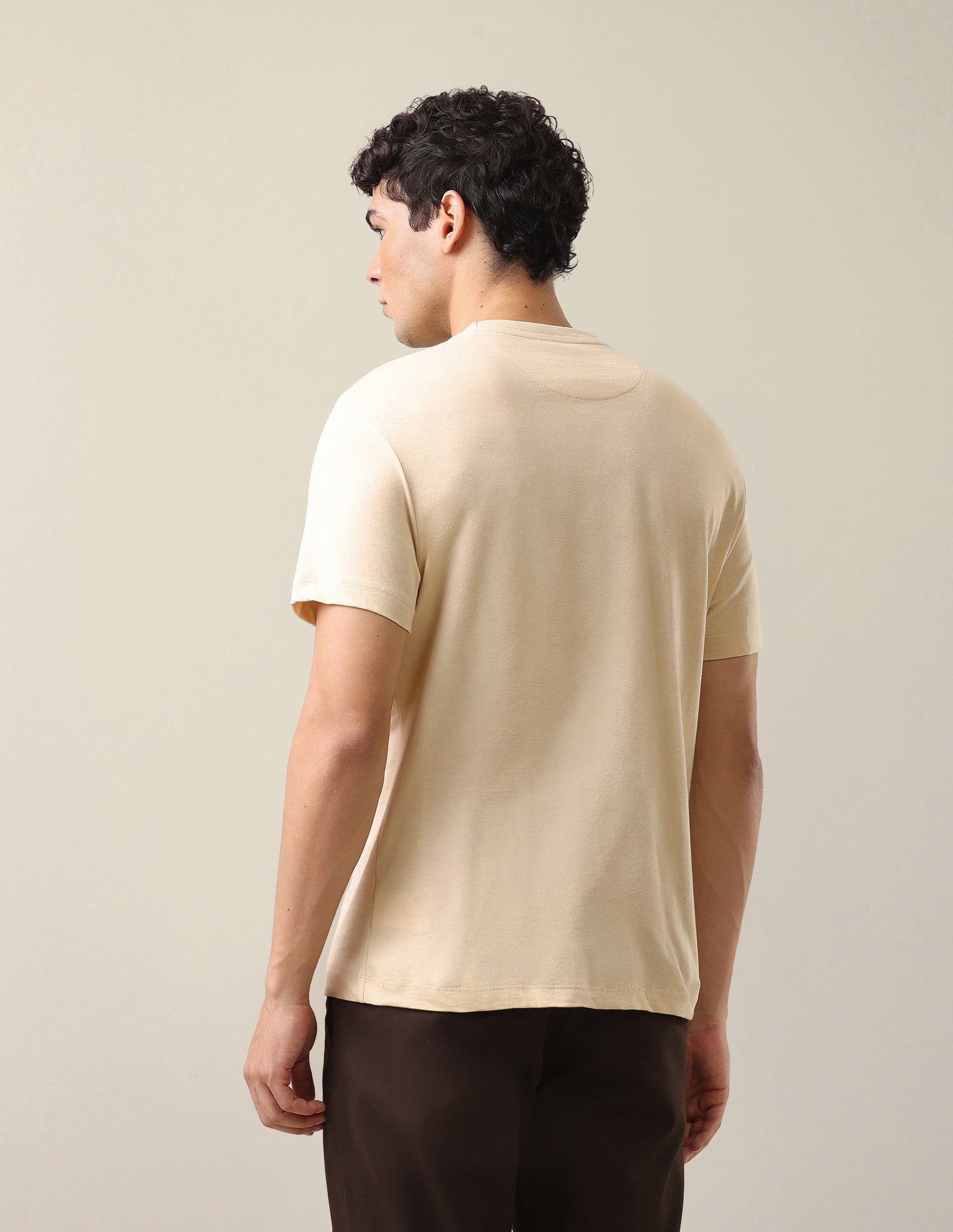Graphic Brand Printed Slim Fit T-Shirt Beige - U.S. Polo Assn. India | Large