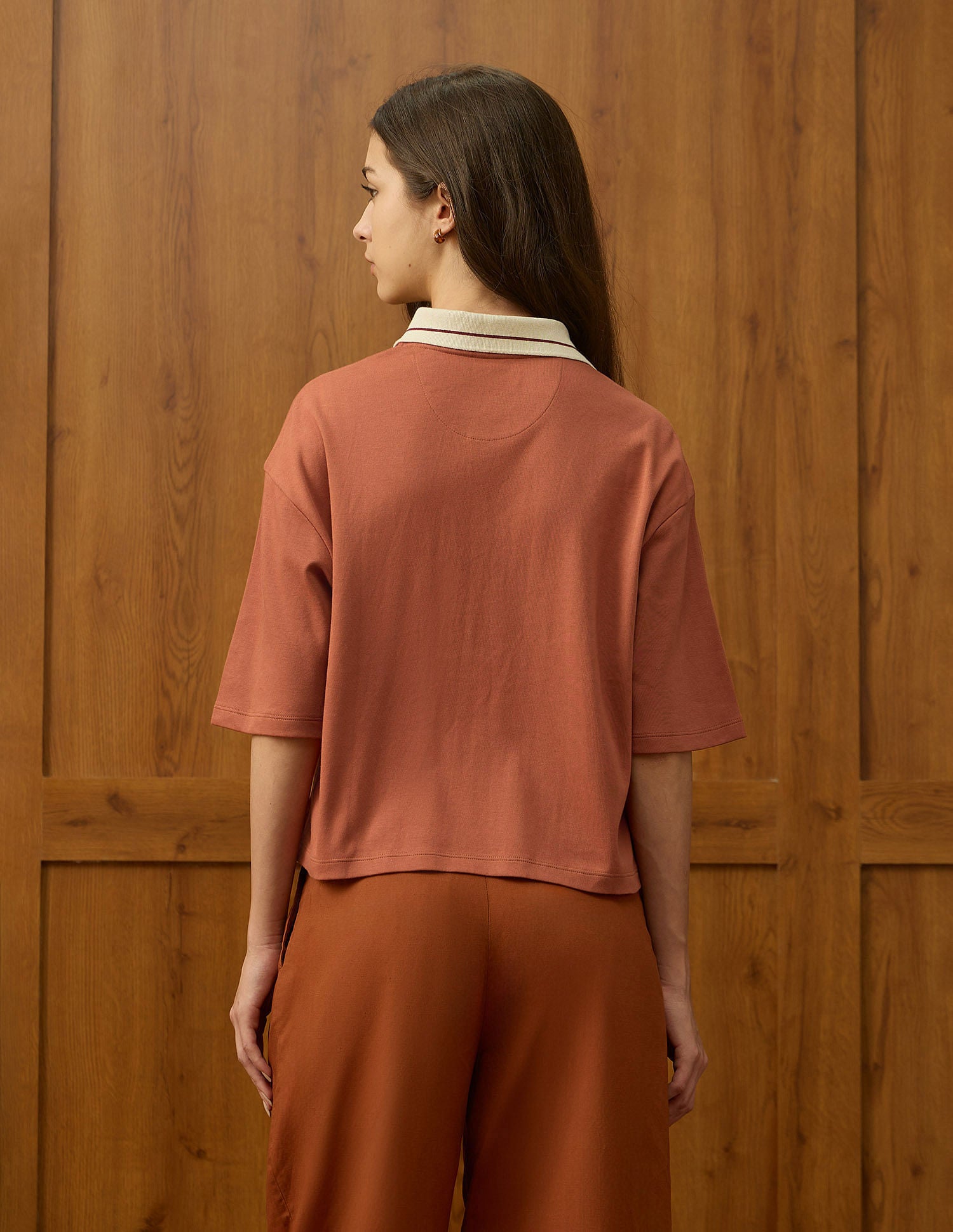 Oversized Fit Solid Polo Shirt Rust - U.S. POLO ASSN. | Large