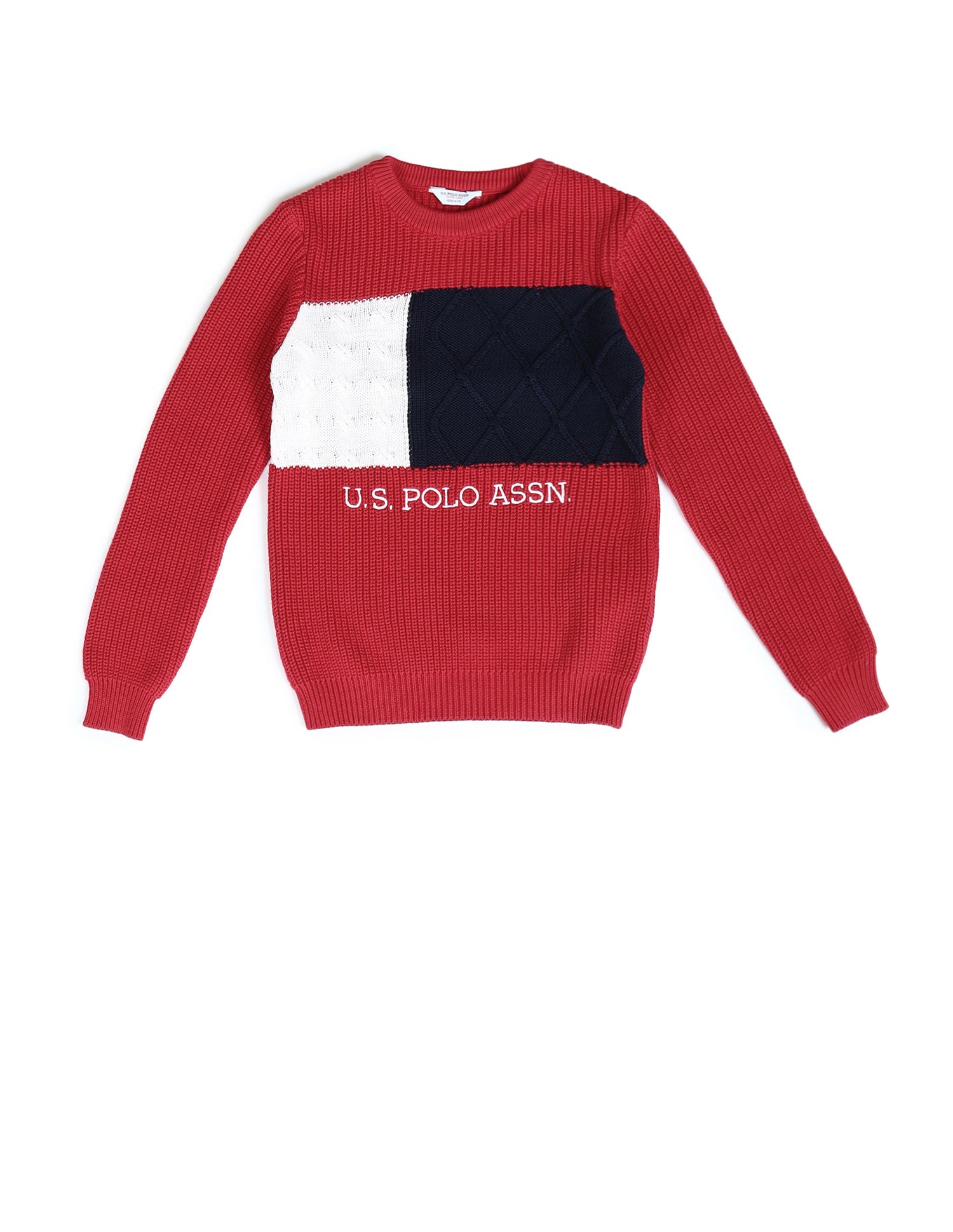 Boys Printed Regular Fit Sweater True Red - U.S. POLO ASSN. | Large