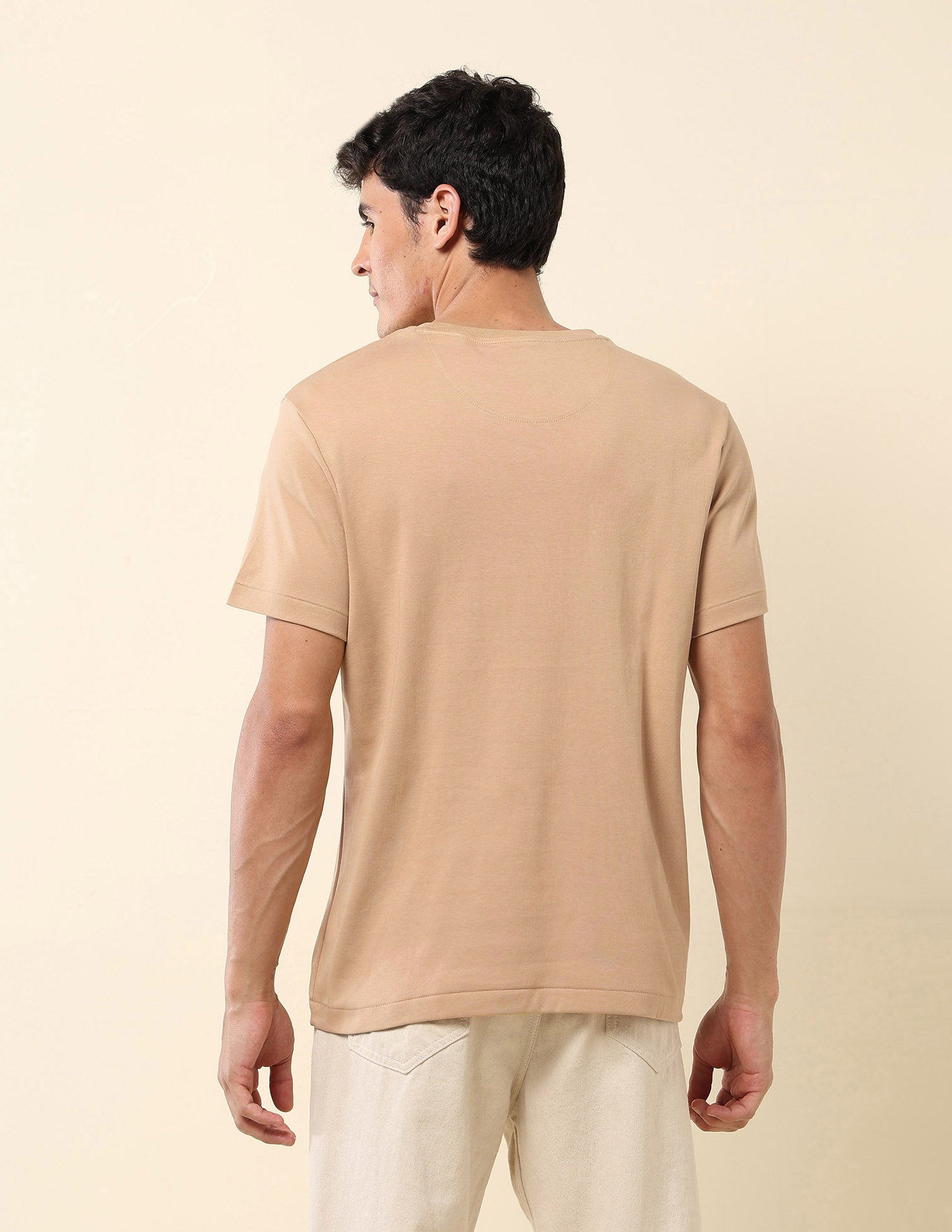 Brand Embroidered Gold Cup T-Shirt Beige - U.S. Polo Assn. India | Large