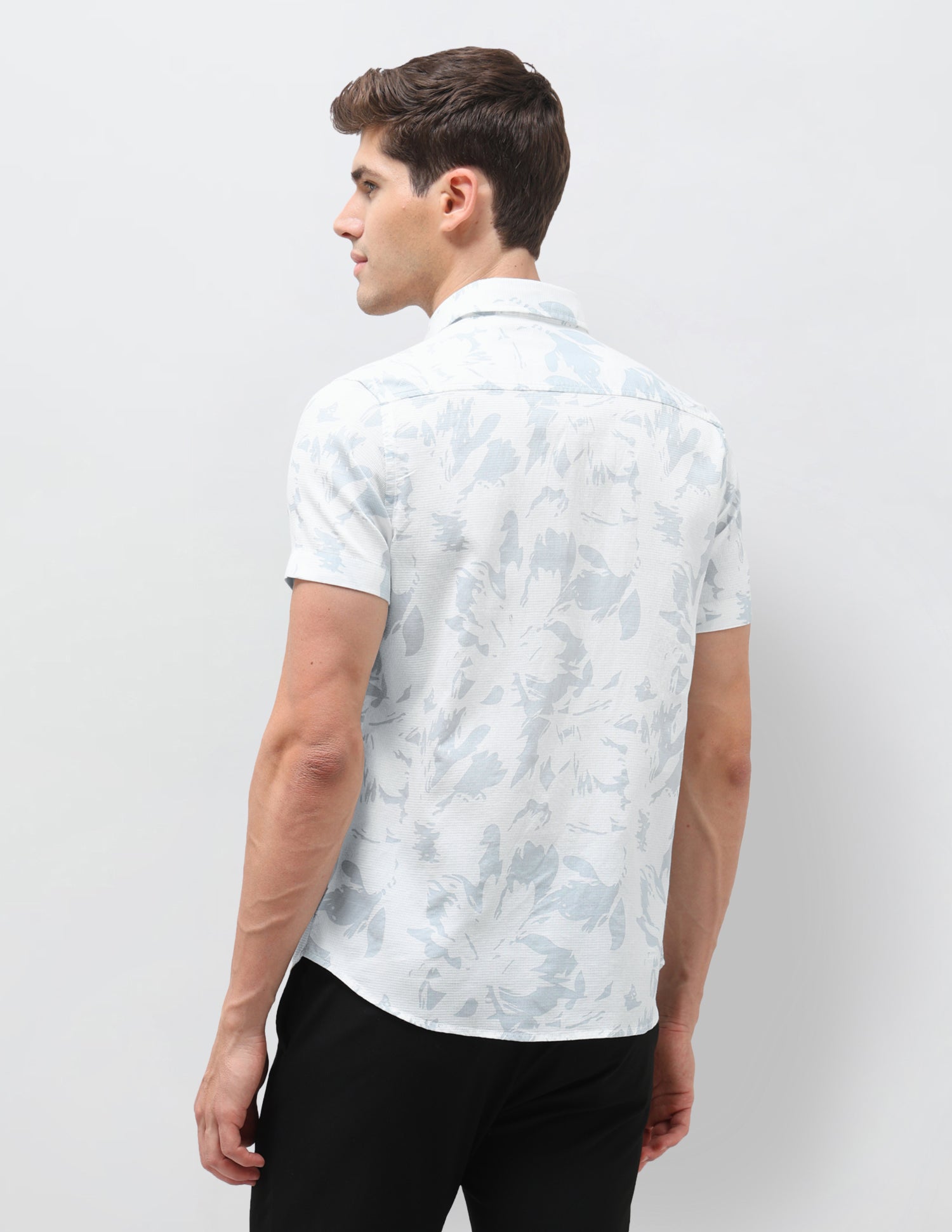 Dobby Floral Printed Shirt Light Blue - U.S. Polo Assn. India | Large