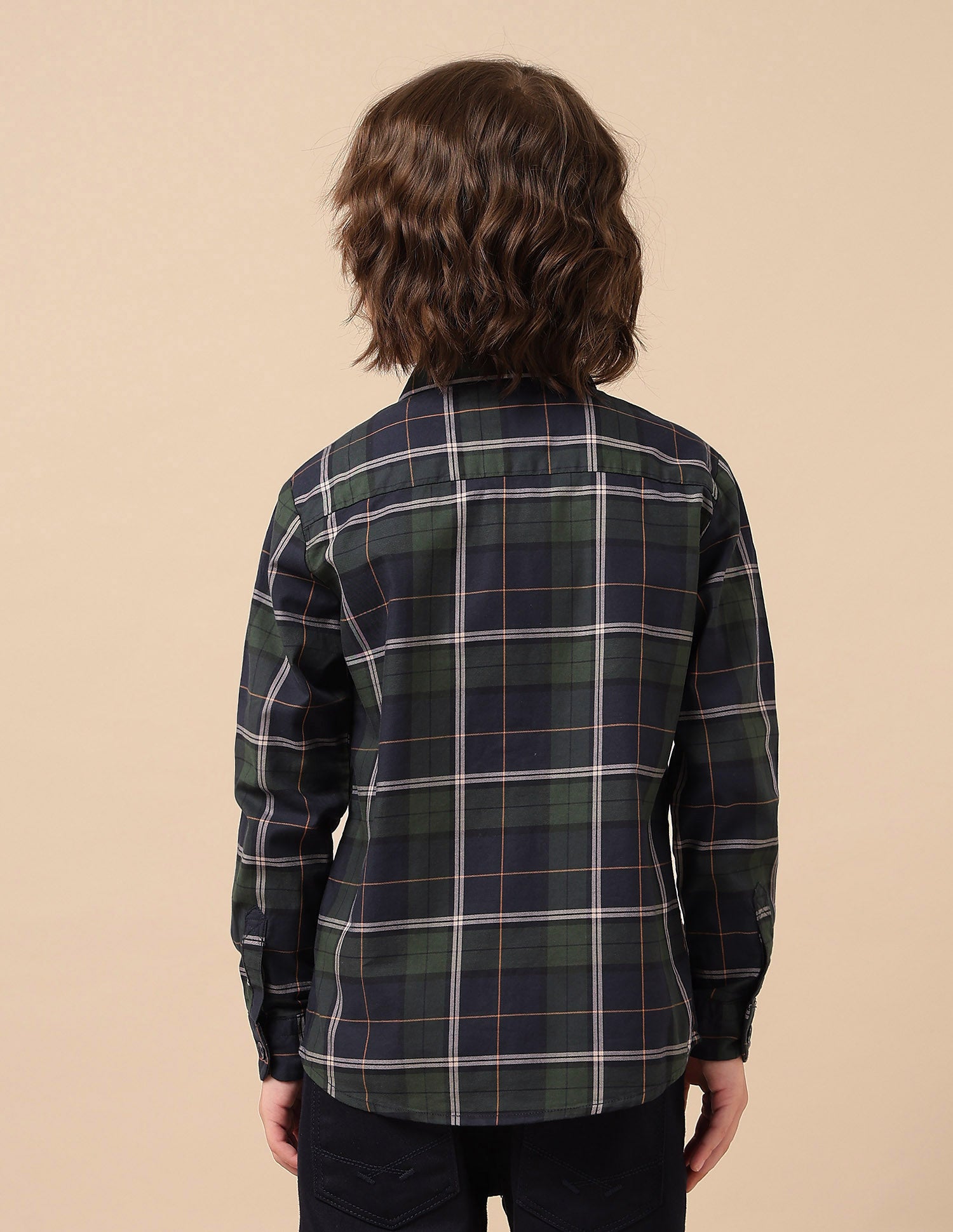 Boys Plaid Checked Twill Shirt Green - U.S. POLO ASSN. | Large