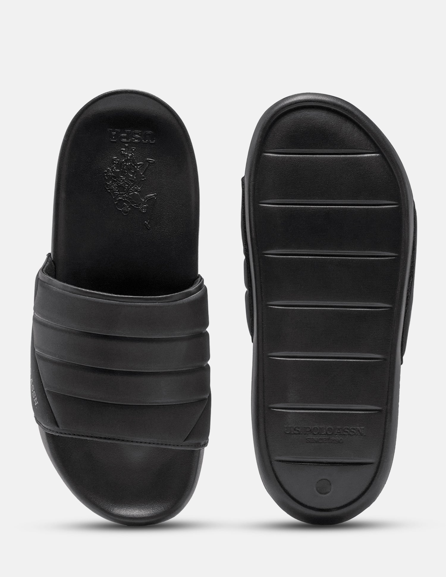Textured Striped Gino Sliders Black - U.S. Polo Assn. India | Large