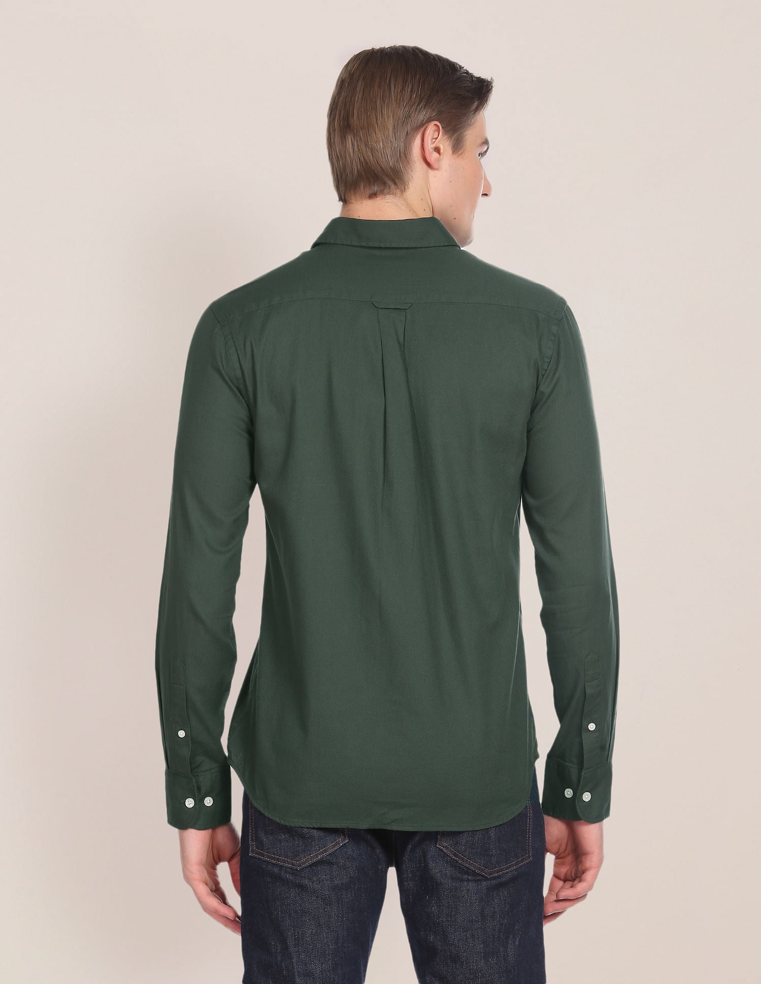 Solid Tailored Fit Shirt Olive - U.S. Polo Assn. India | Large
