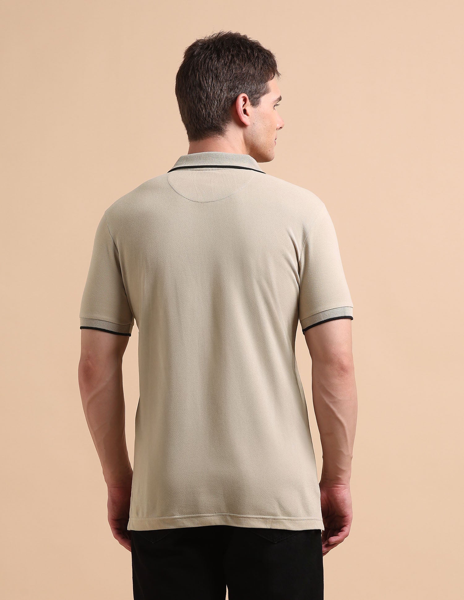 Solid Pure Cotton Polo Shirt Beige - U.S. POLO ASSN. | Large