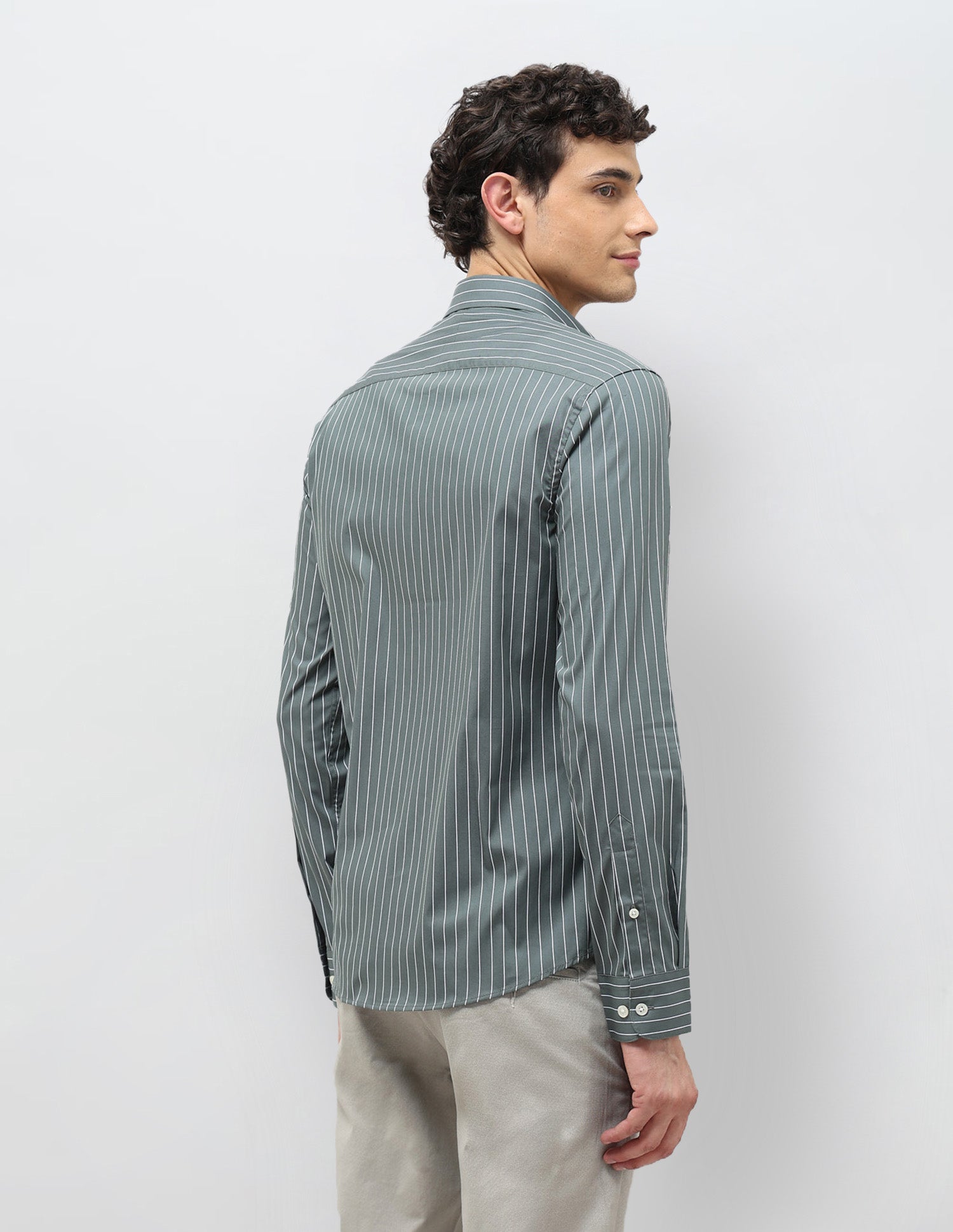 Vertical Striped Tailored Fit Shirt Green - U.S. POLO ASSN. | Large