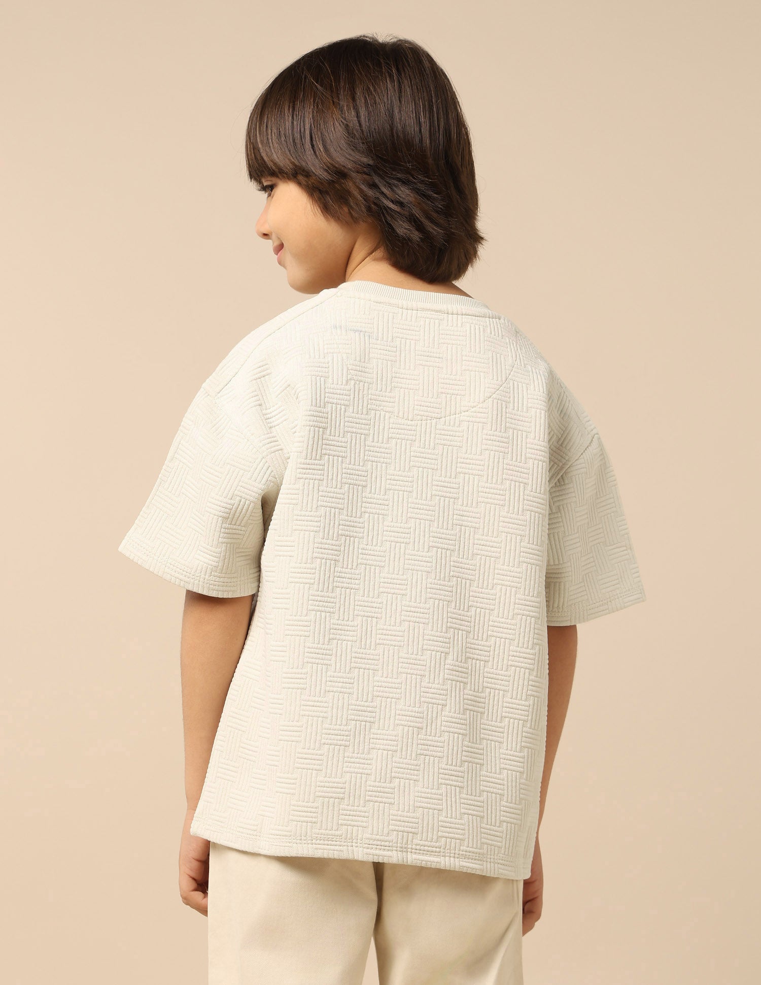 Boys Textured Boxy Fit T-Shirt Ecru - U.S. POLO ASSN. | Large