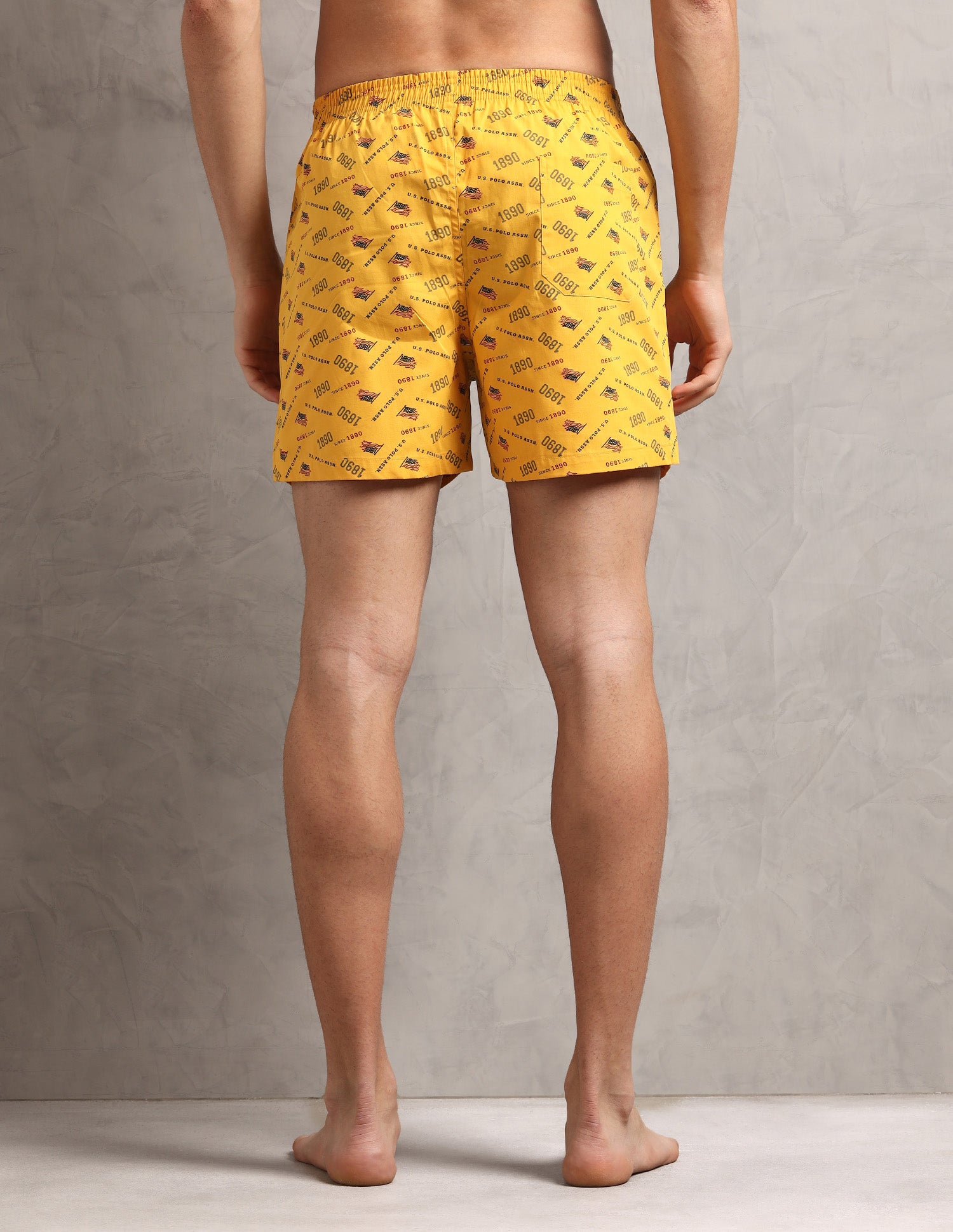 Pure Cotton Printed I657-PR Boxers - Pack Of 1 Mustard Flag - U.S. Polo Assn. India | Large