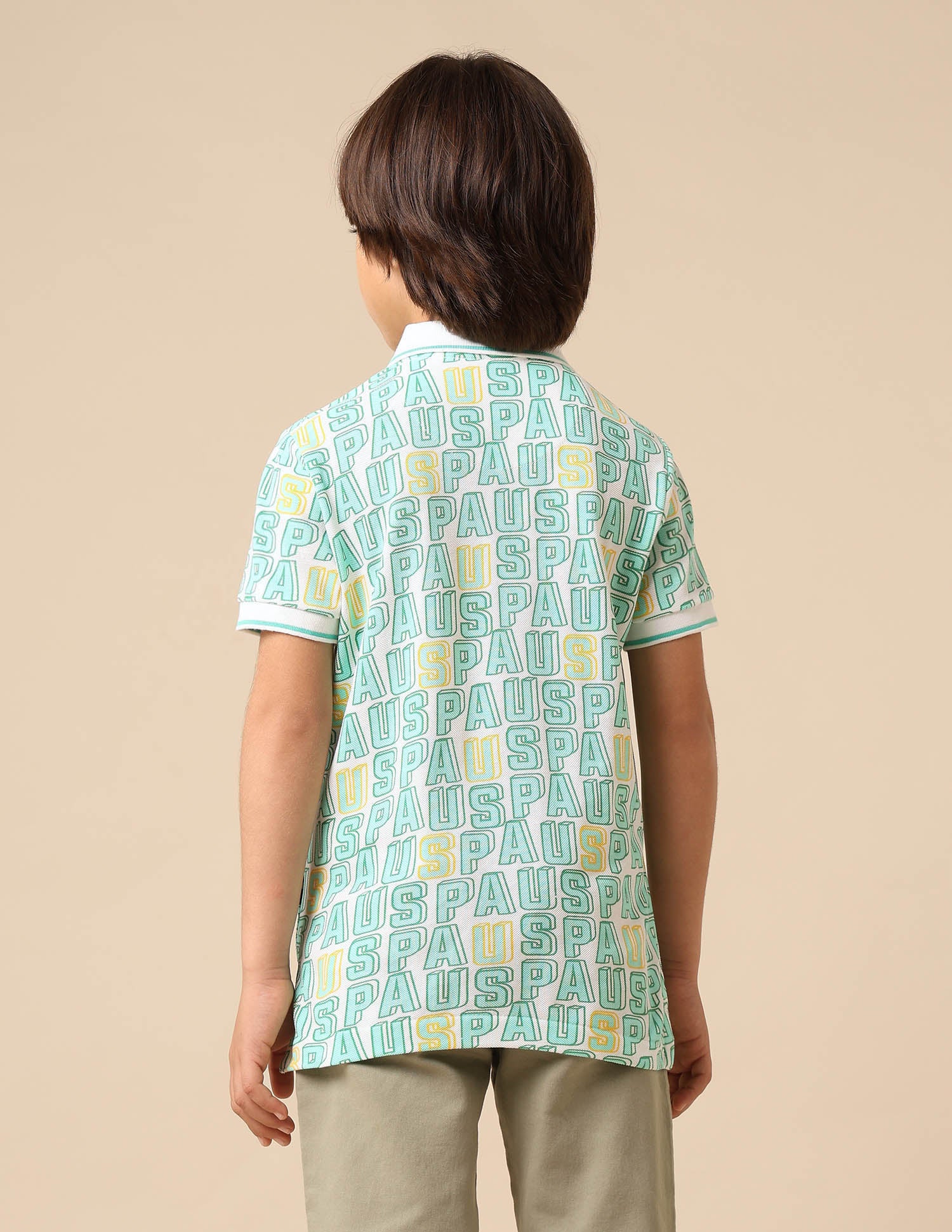 Boys Brand Printed Regular Fit Polo Shirt White - U.S. POLO ASSN. | Large