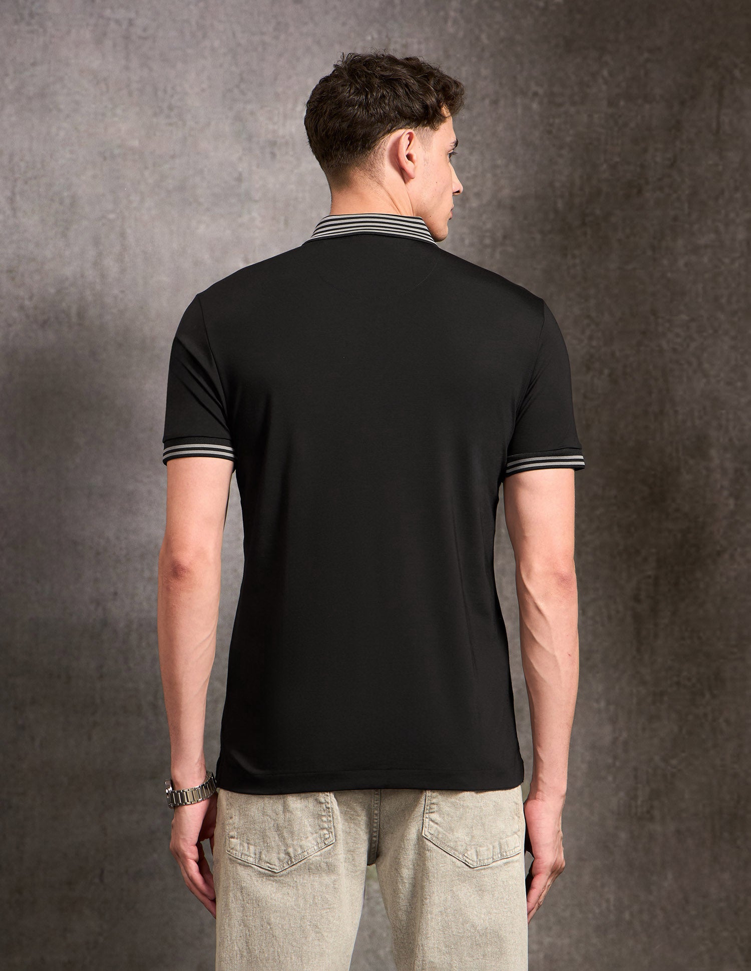 Solid Black & Gold Polo Shirt Black - U.S. POLO ASSN. | Large