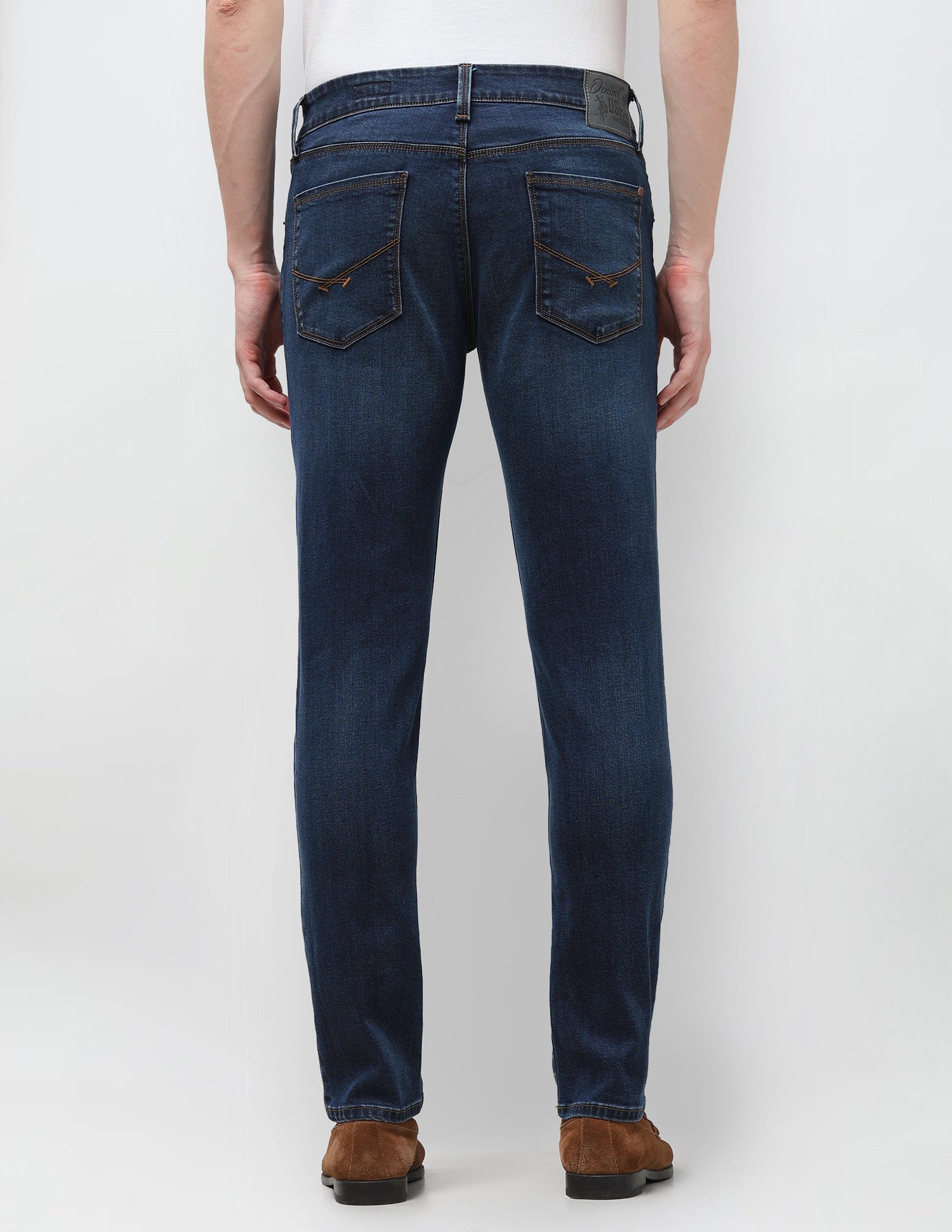 Brandon Slim Tapered Fit Blue Jeans Mid Blue - U.S. Polo Assn. India | Large