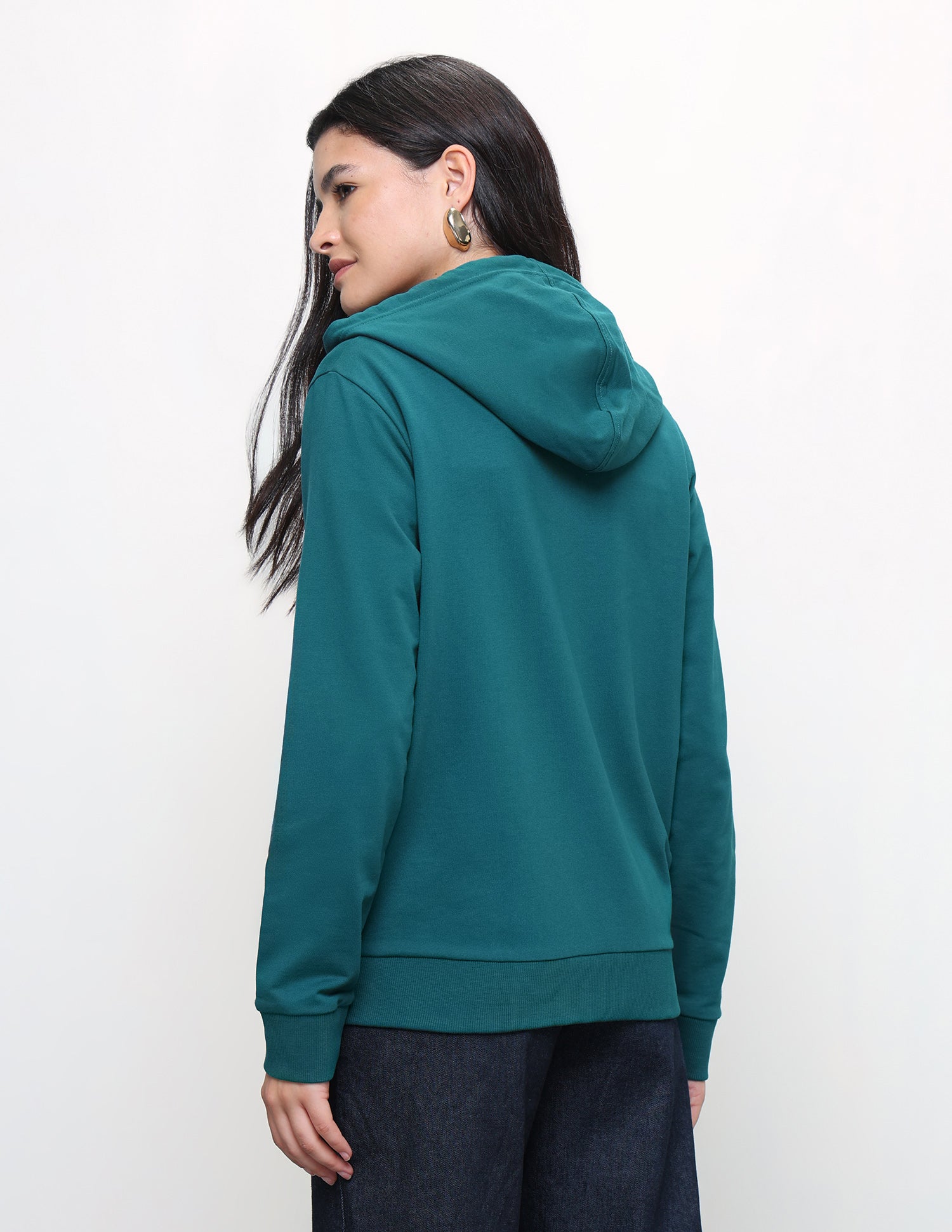 Solid Regular Fit Zipper Sweatshirt Teal - U.S. Polo Assn. India | Large