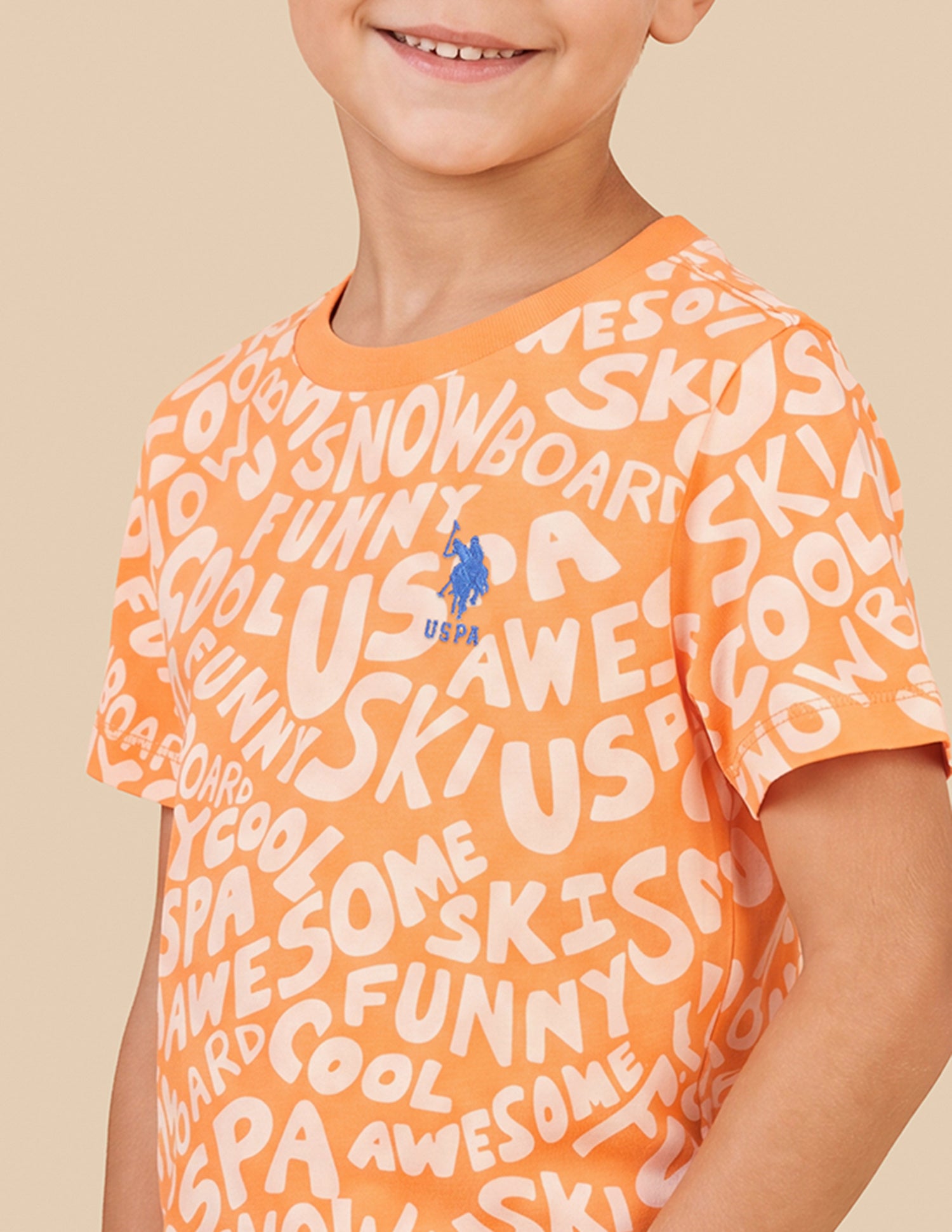 Typographic Printed Regular Fit T-Shirt Orange - U.S. Polo Assn. India | Large