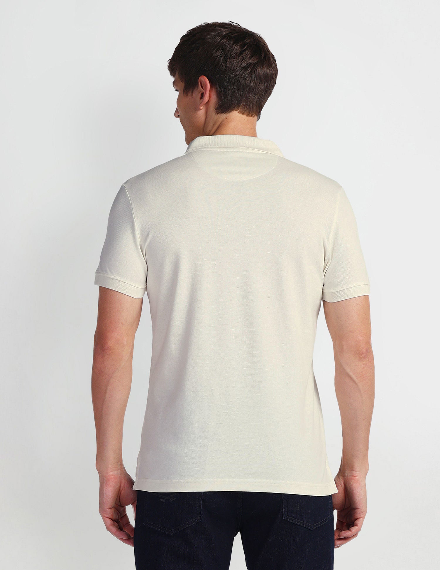 Brand Print Pique Polo Shirt Off White - U.S. POLO ASSN. | Large