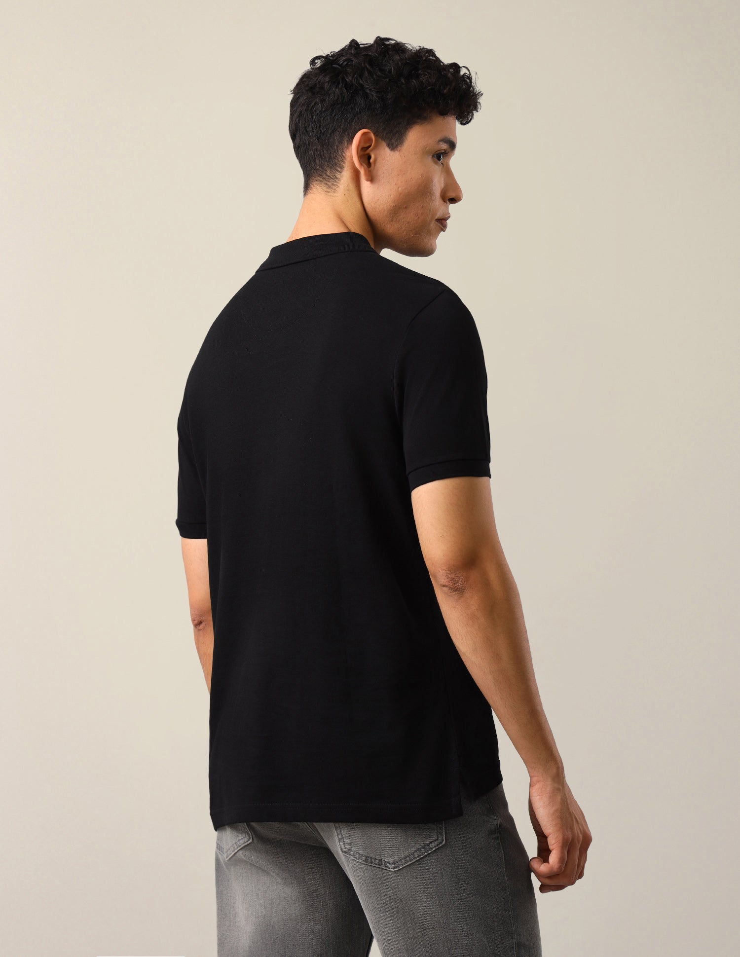 Colourblocked With Brand Printed Slim Fit Polo Shirt Black - U.S. Polo Assn. India | Large