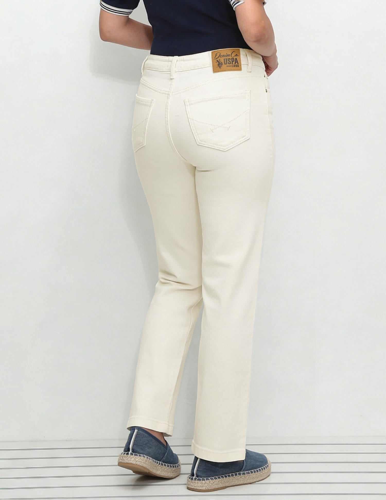 High Rise Straight Fit Jeans White - U.S. Polo Assn. India | Large