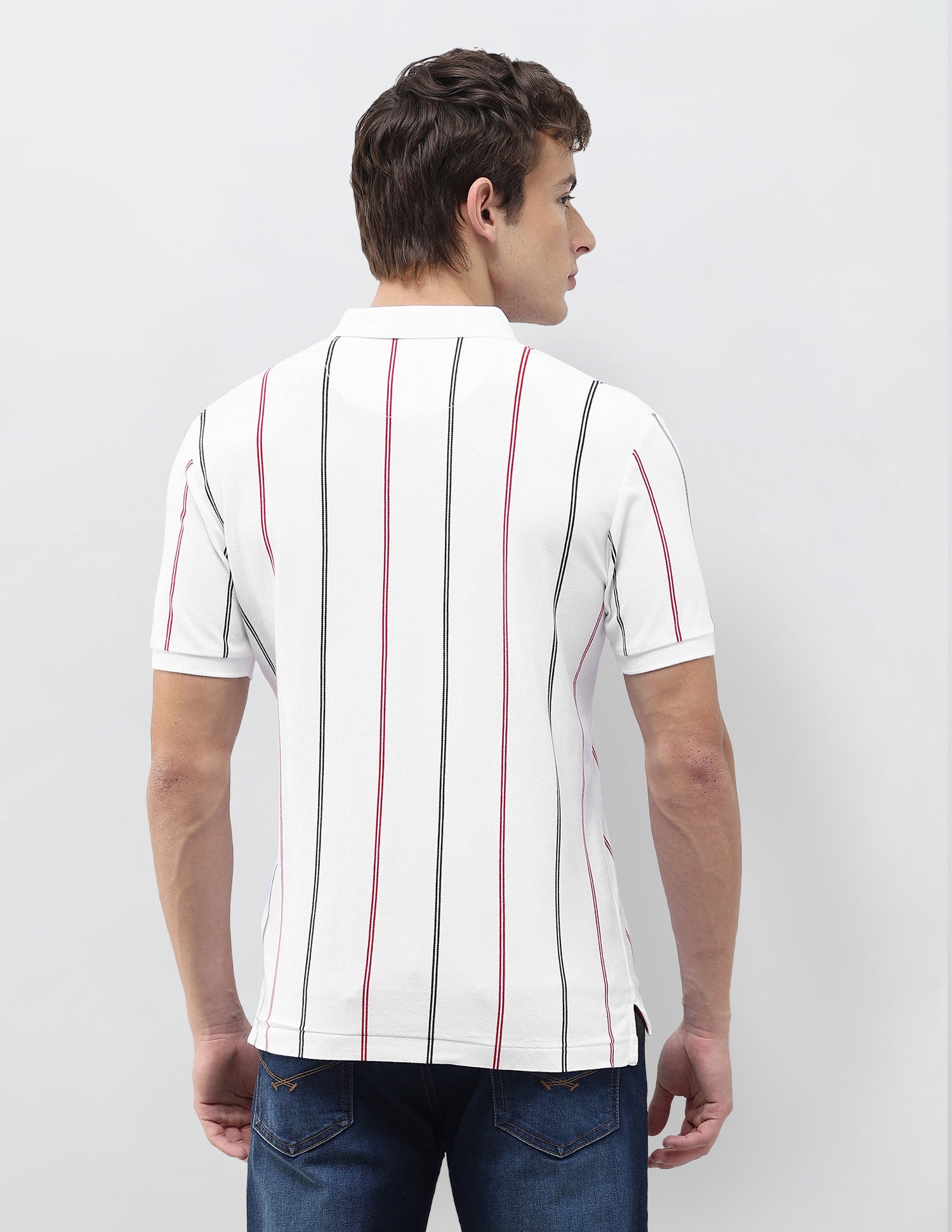Vertical Striped Slim Fit Polo Shirt White - U.S. Polo Assn. India | Large