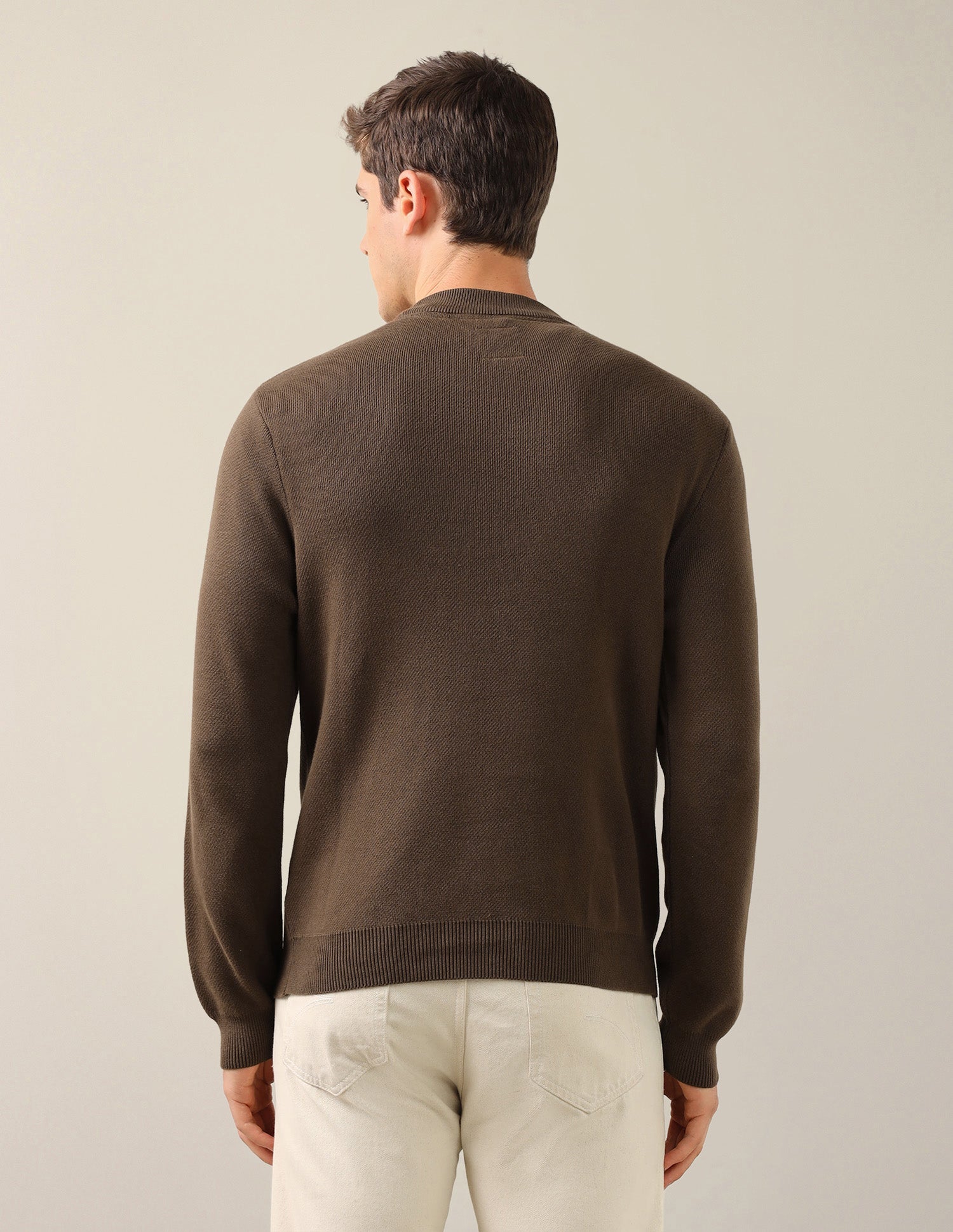 Solid Regular Fit Sweater Brown - U.S. Polo Assn. India | Large