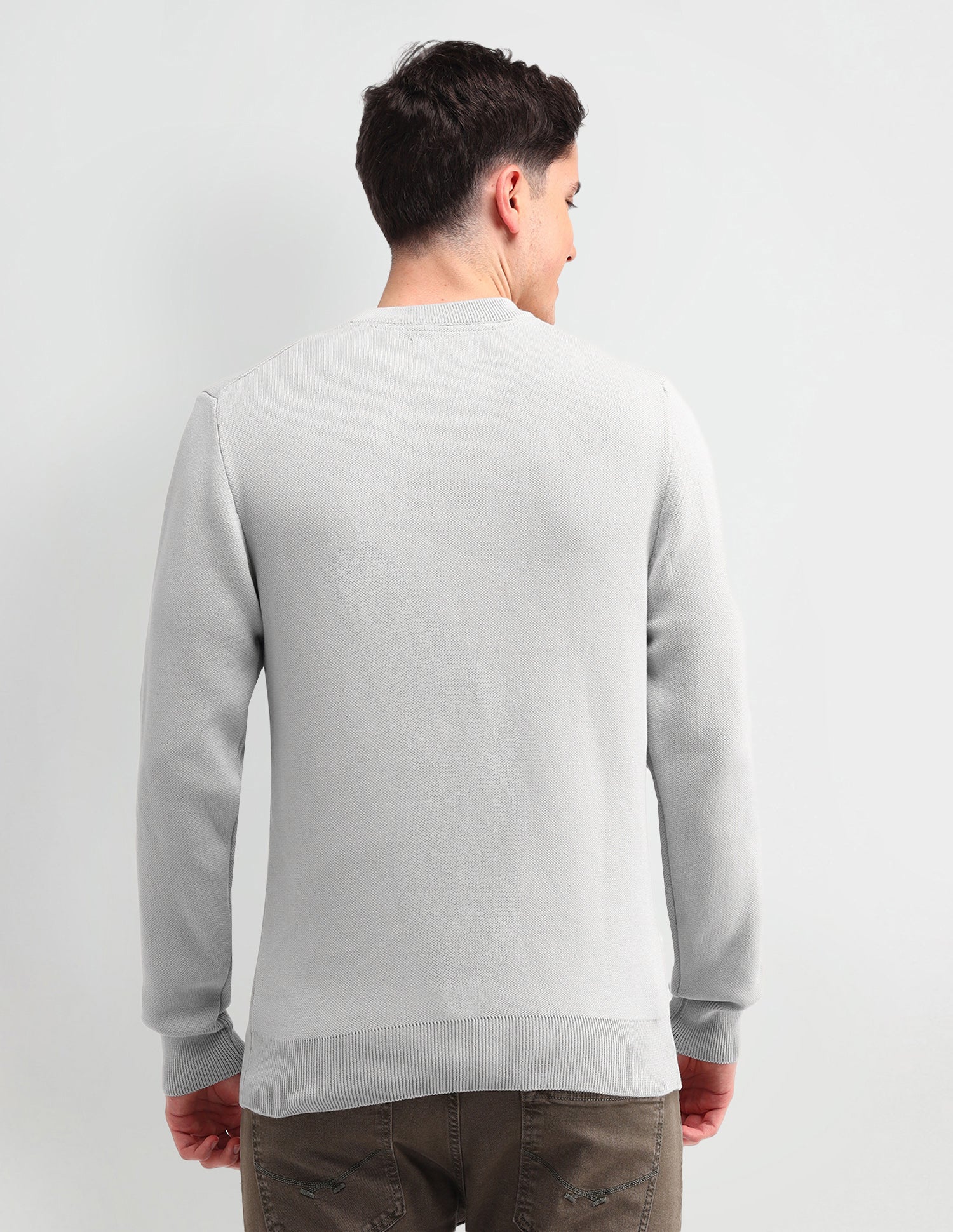 Solid Regular Fit Sweater Grey - U.S. POLO ASSN. | Large