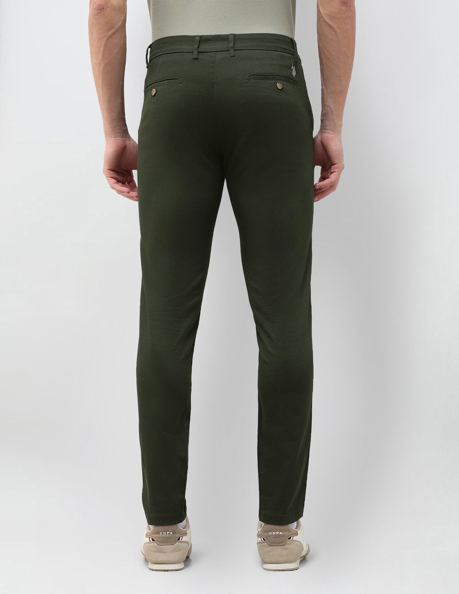 Super Slim Fit Twill Trousers Dark Olive - U.S. Polo Assn. India | Large