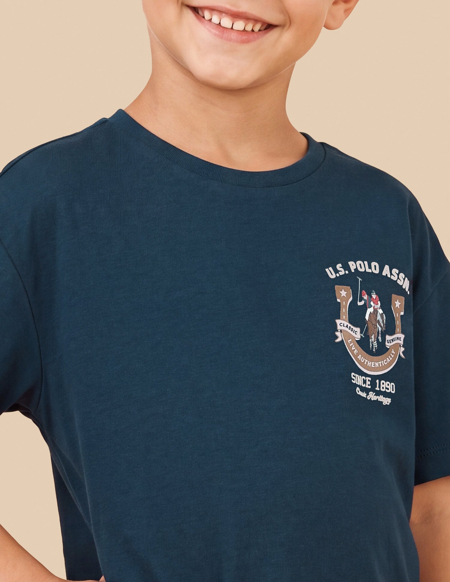 Solid Oversized Fit T-Shirt Teal - U.S. Polo Assn. India | Large